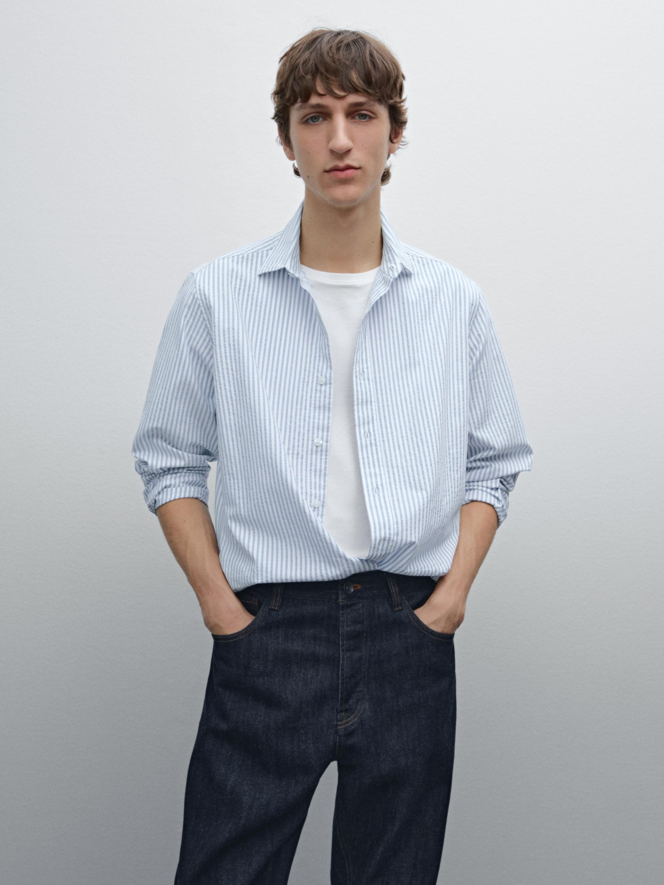Regular fit striped cotton shirt