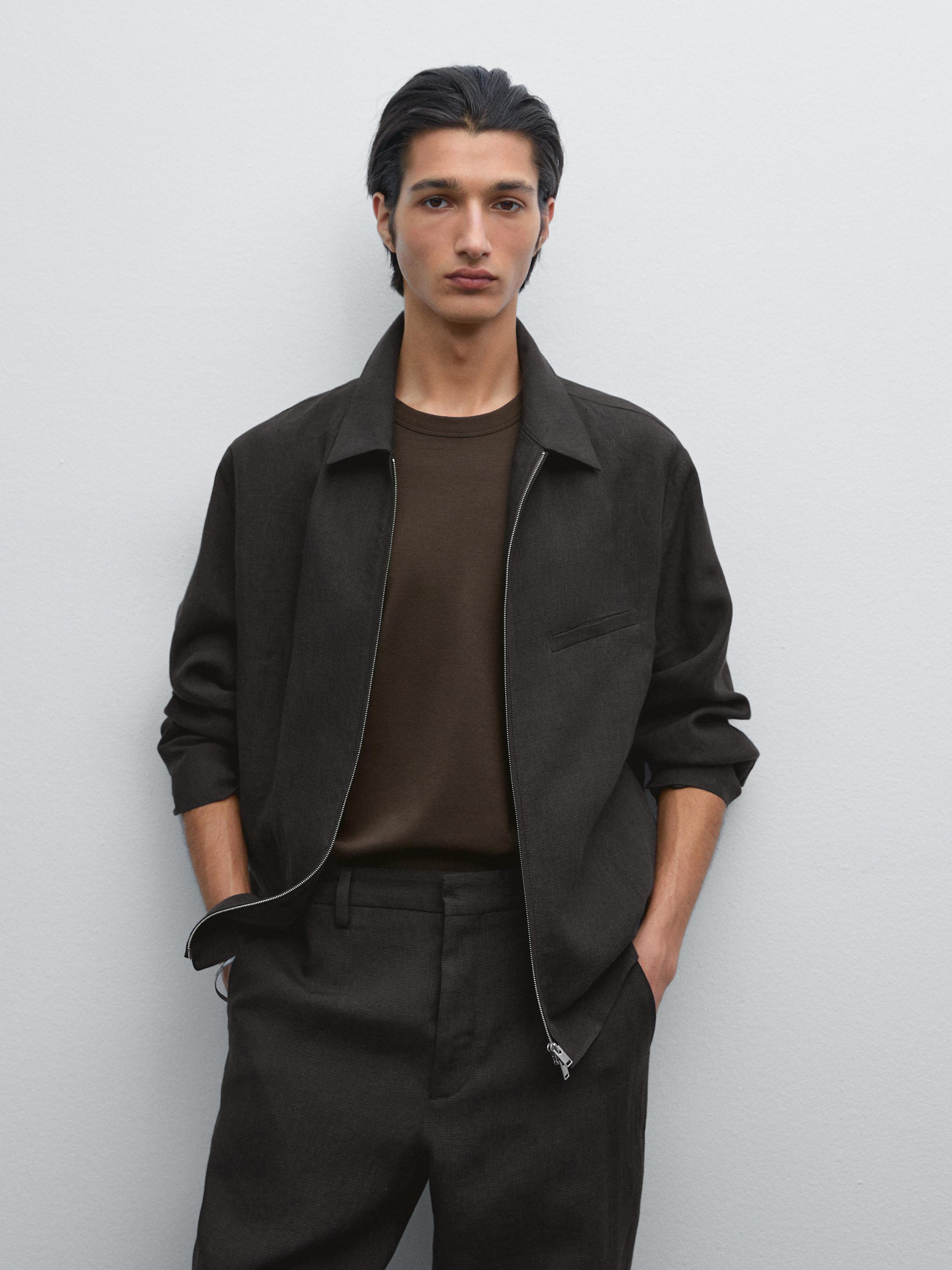 100% linen houndstooth jacket