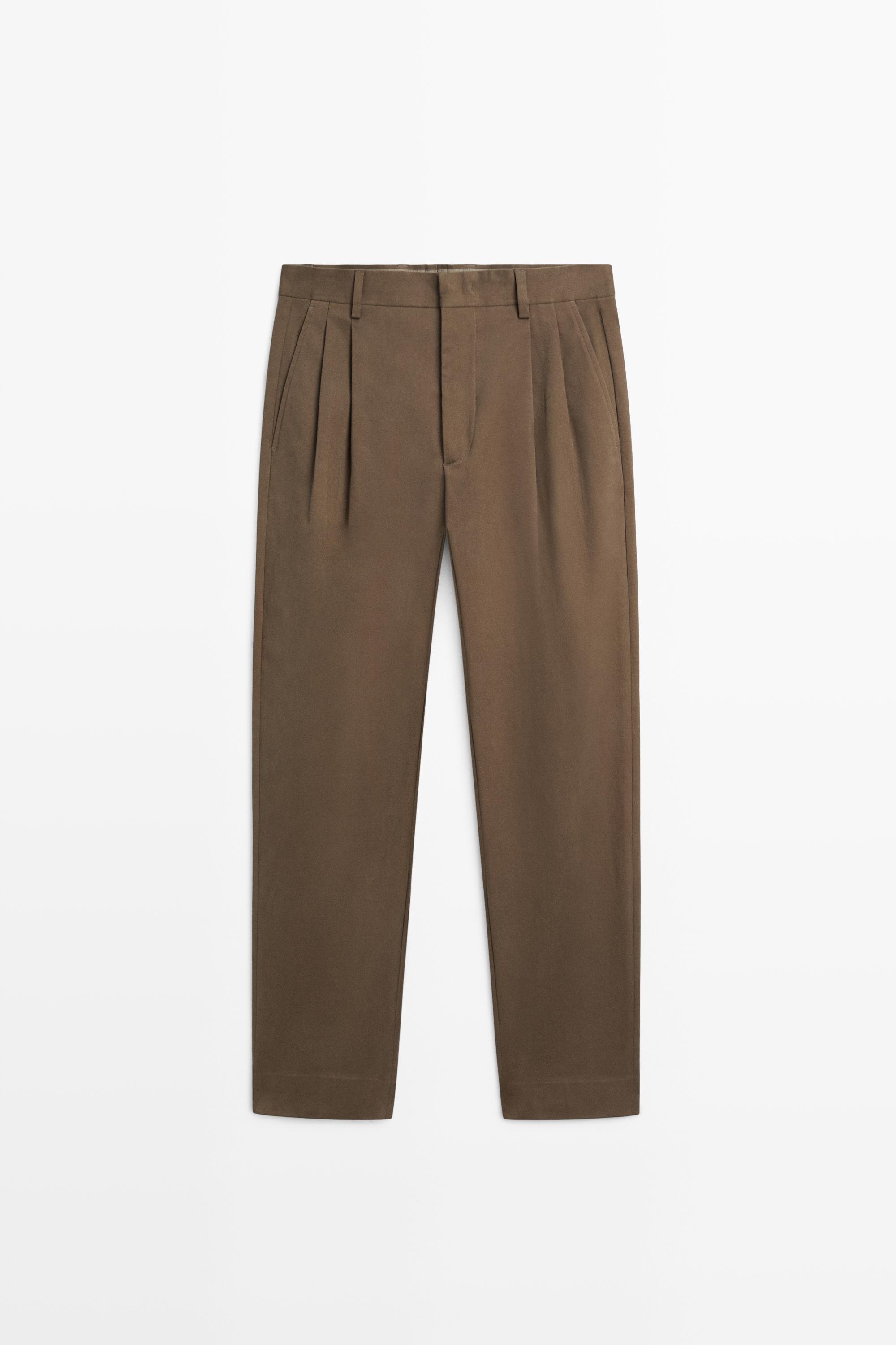 Cotton blend darted pants