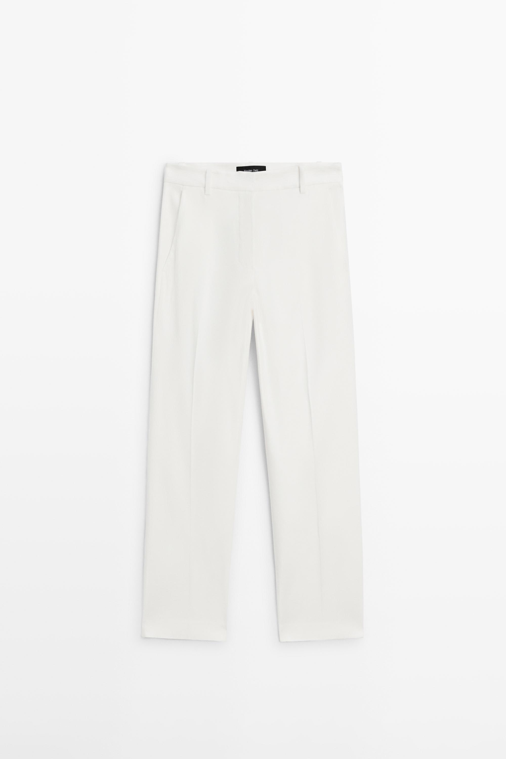 Straight-leg linen blend trousers
