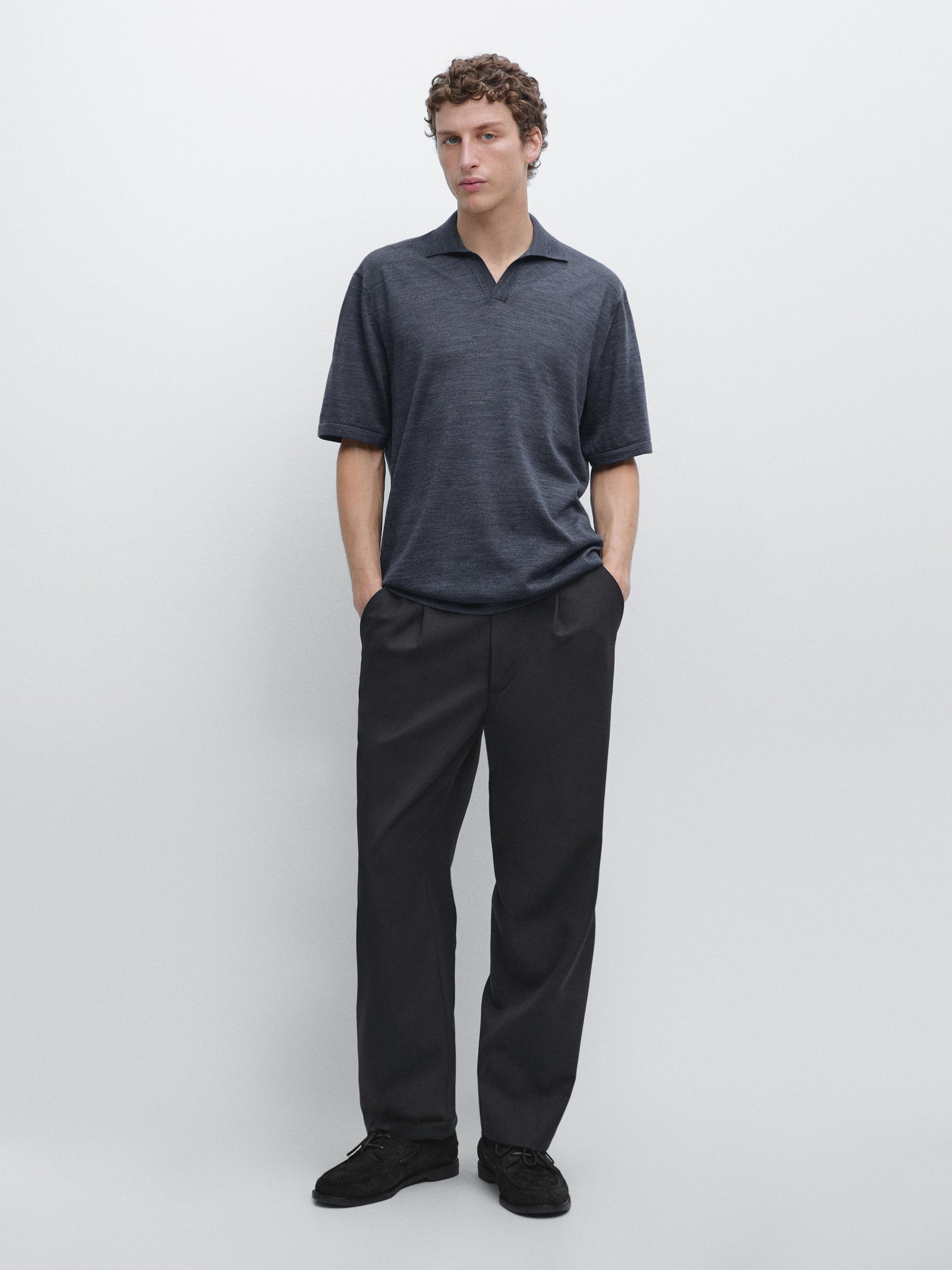Knit V-neck polo shirt