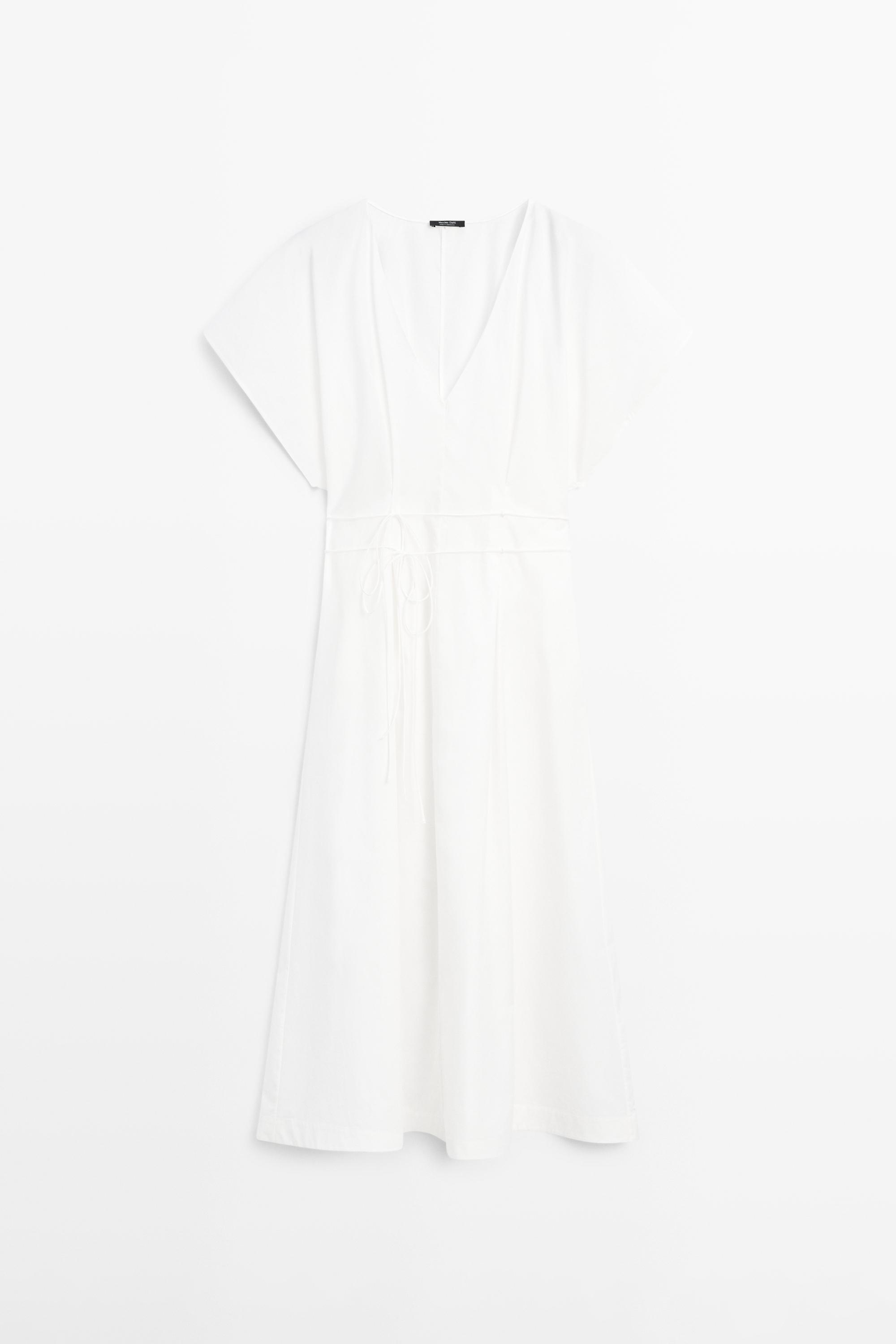 Poplin flounce midi dress