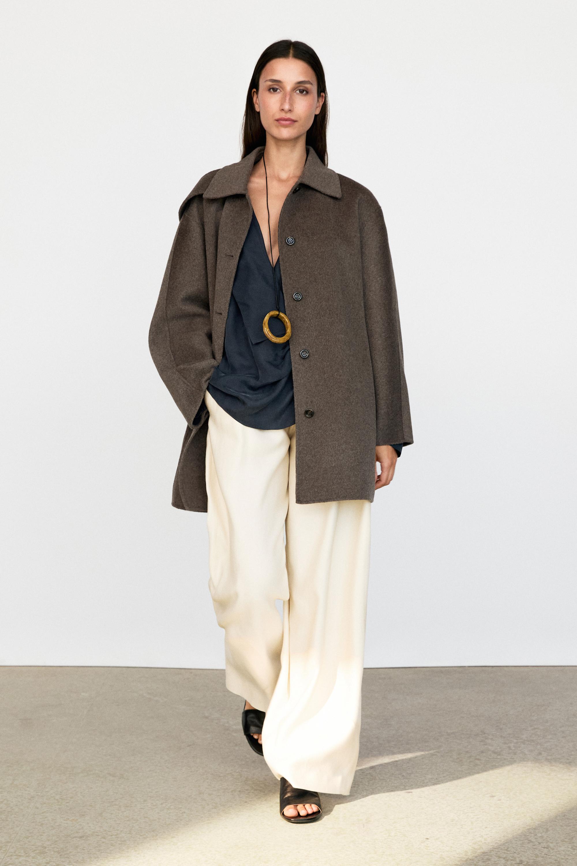Melange wool blend coat