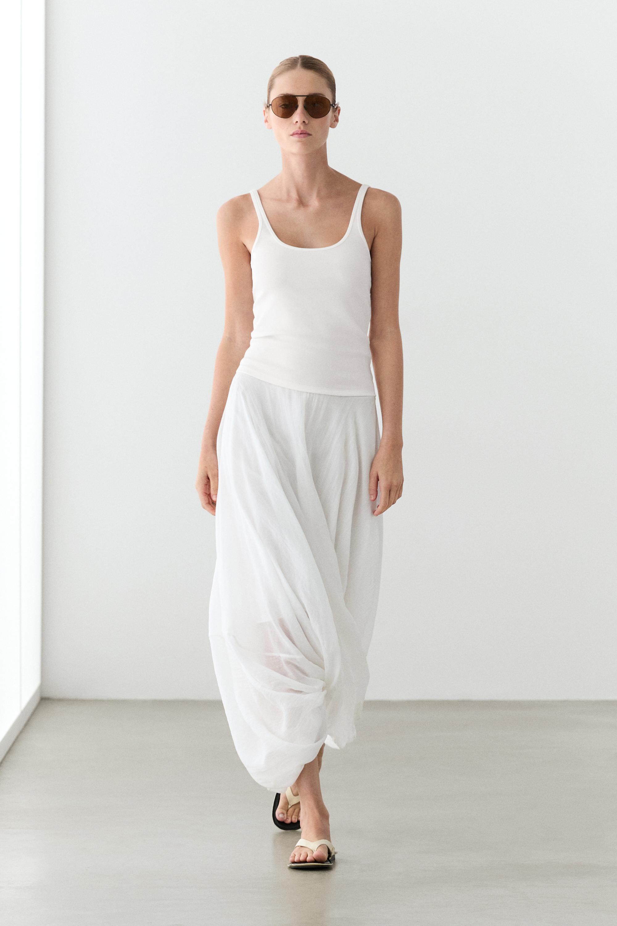 Strappy cotton blend top