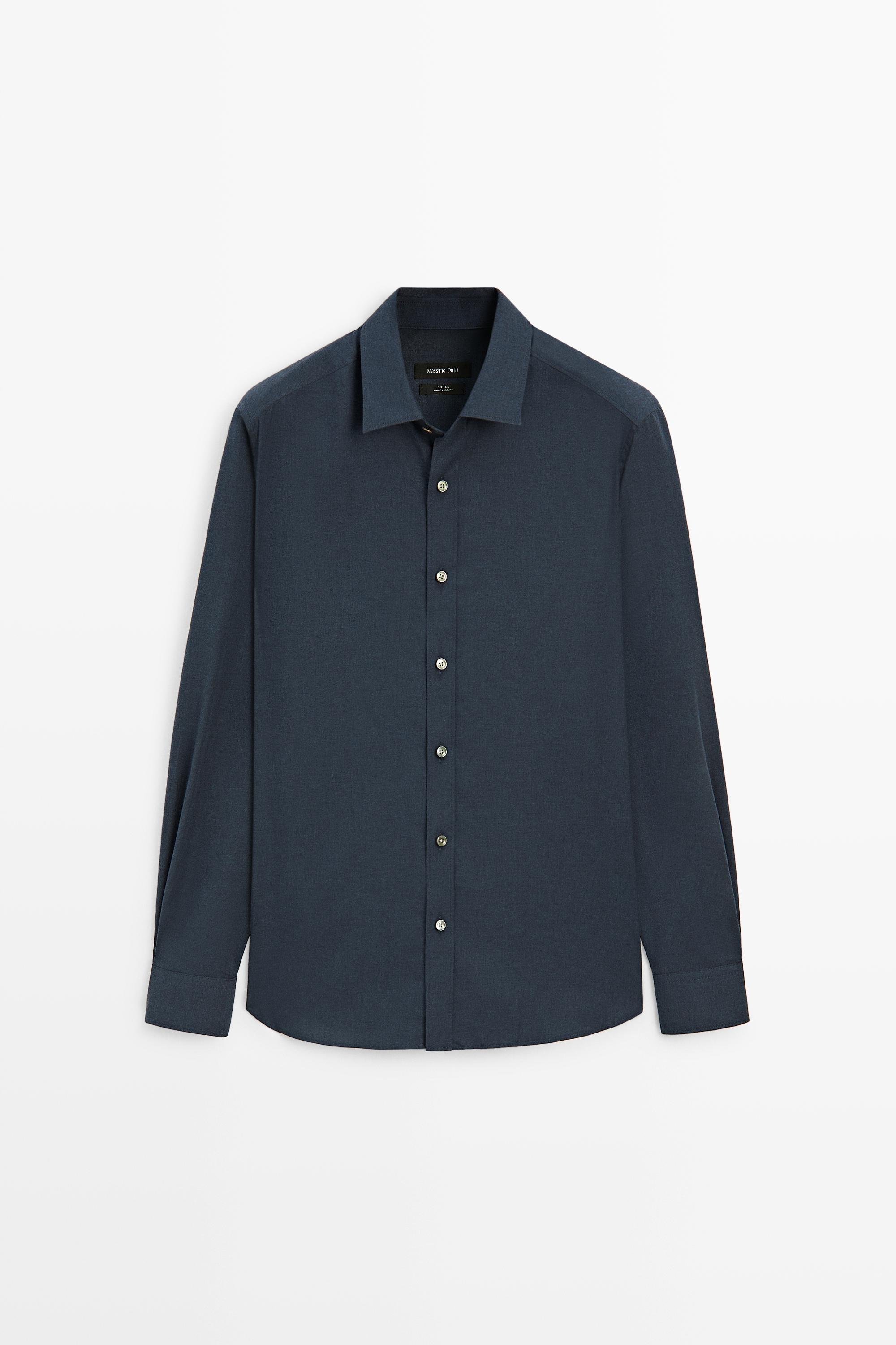100% cotton melange twill regular fit shirt