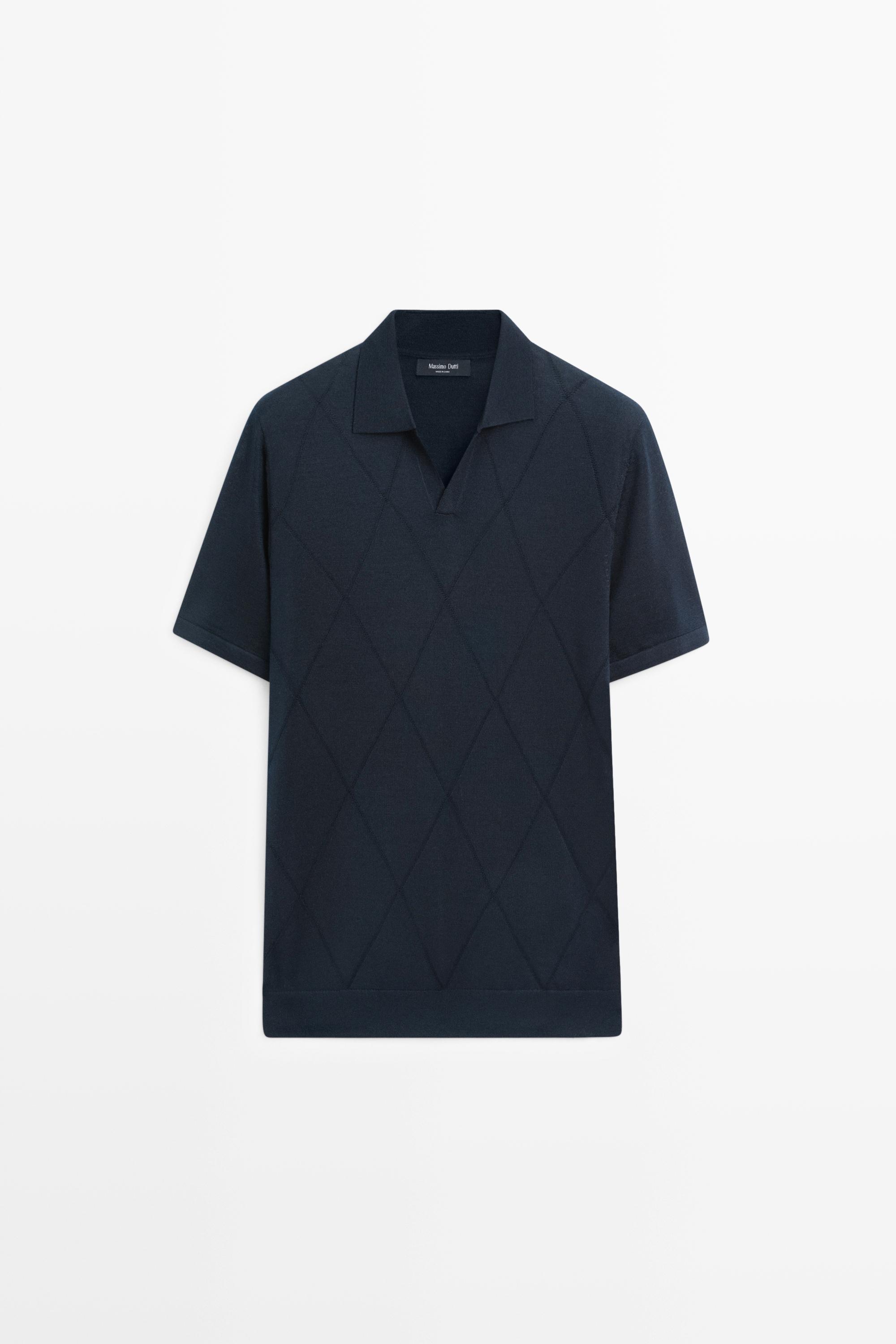 Argyle knit polo sweater