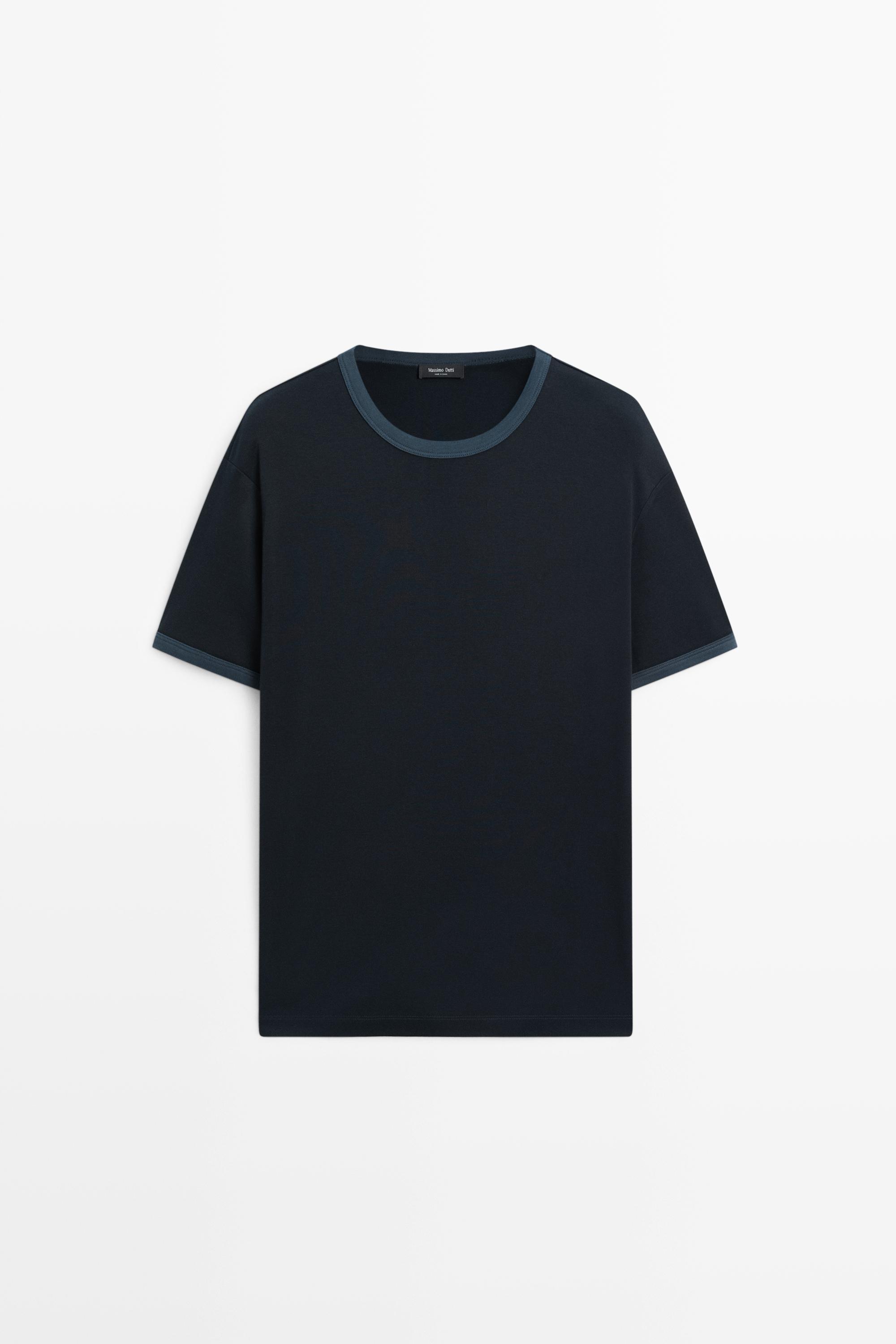 100% cotton contrast neck T-shirt