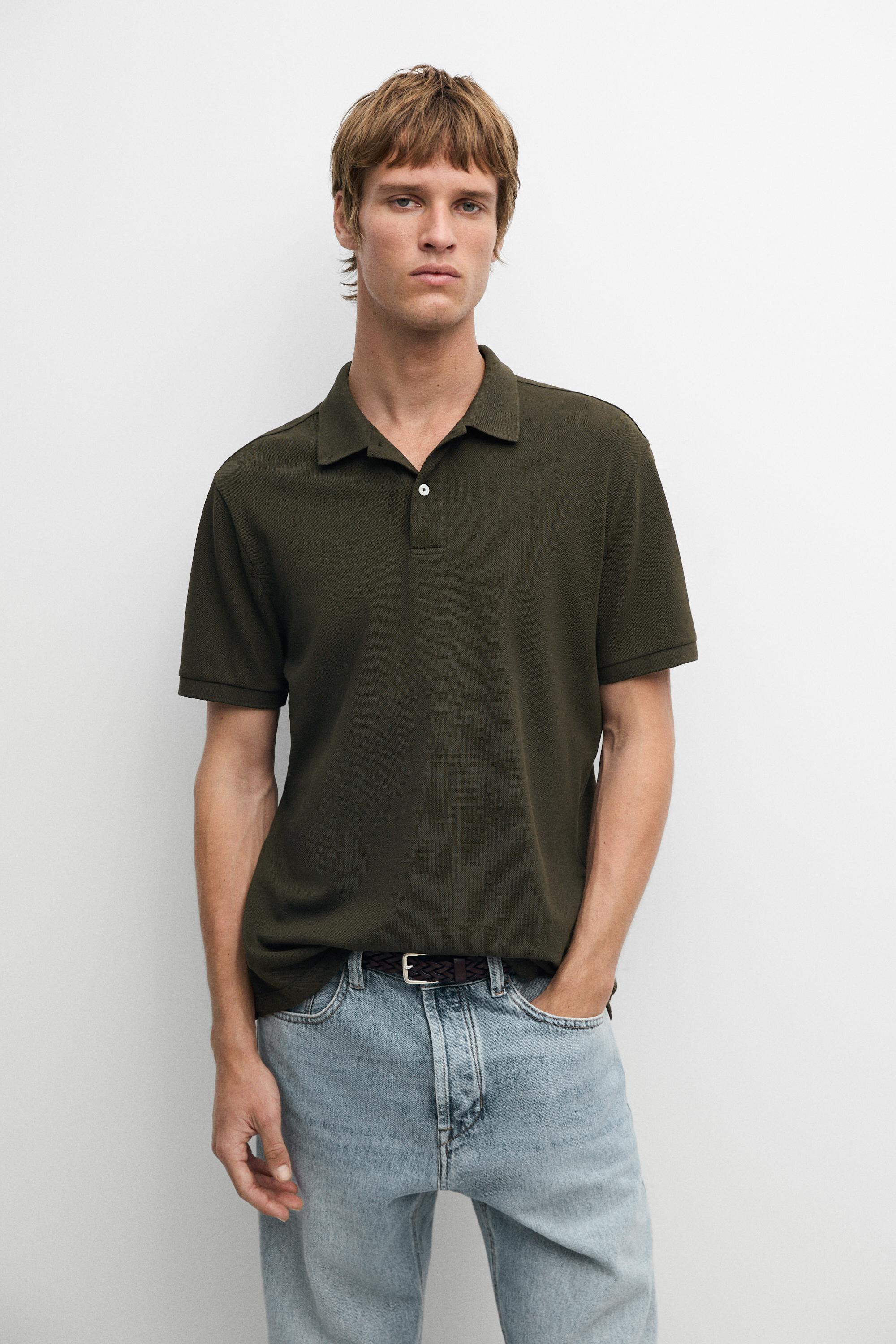 Micro textured cotton piqué polo shirt