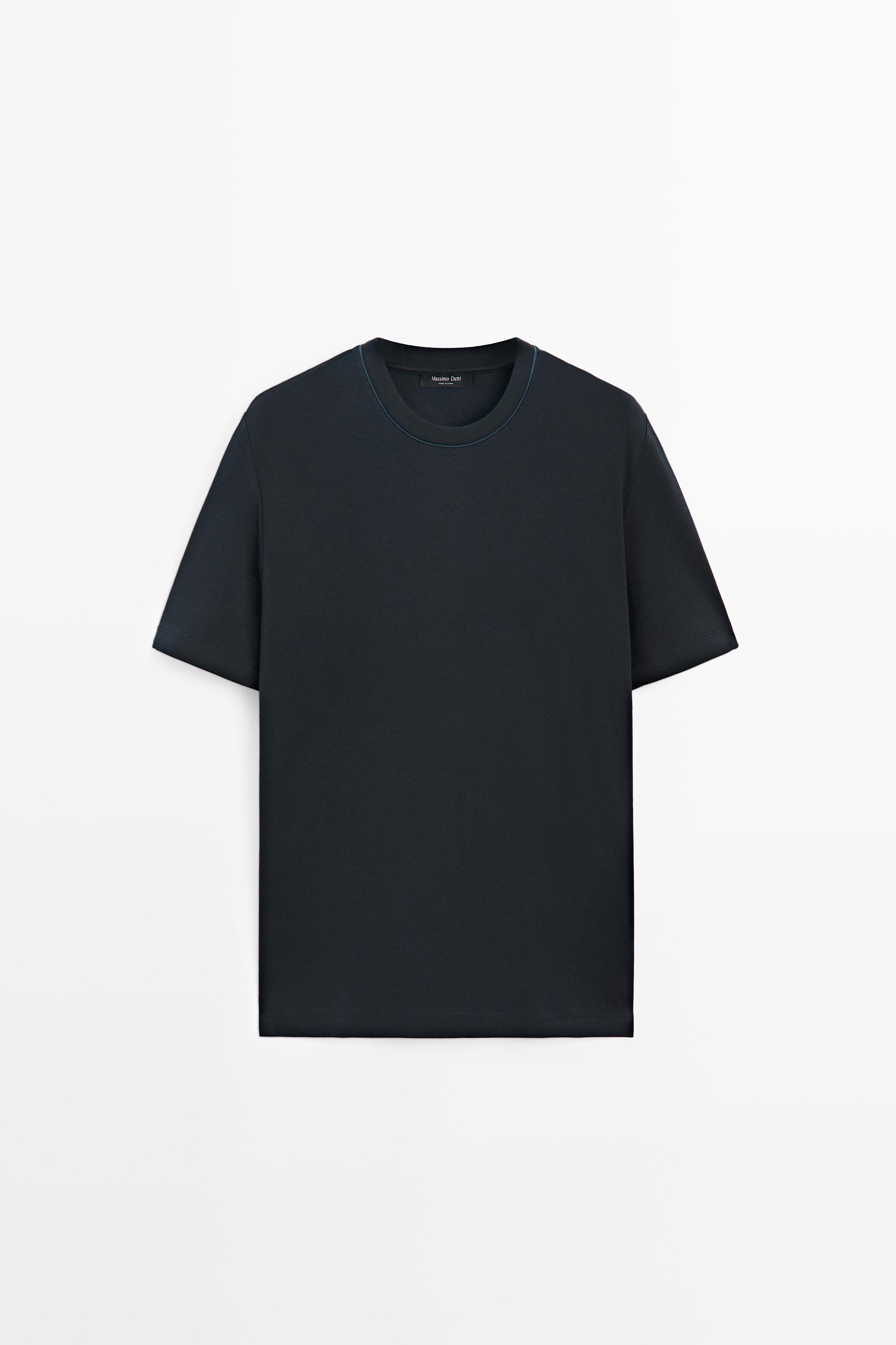 Contrast neck short sleeve T-shirt