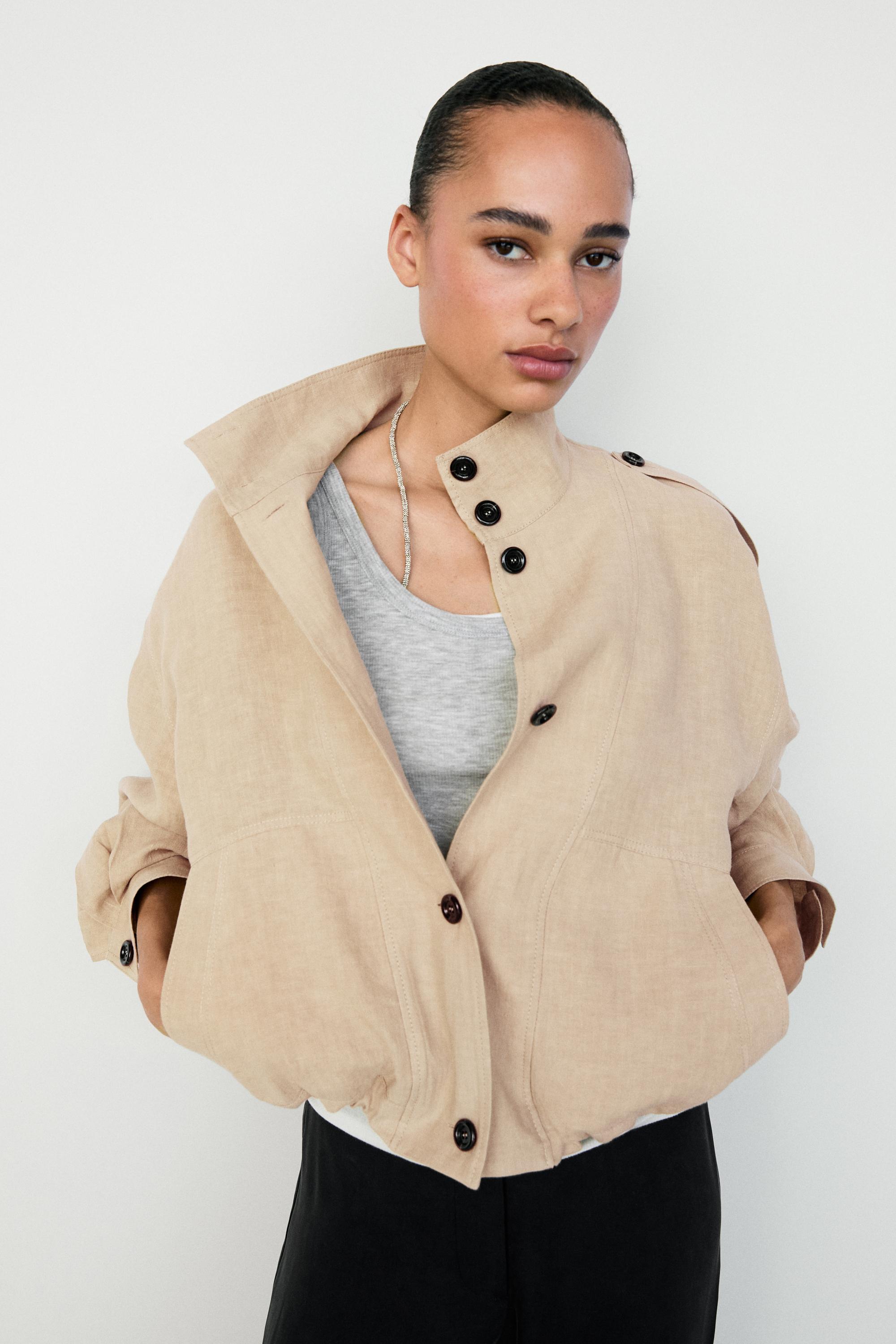 100% linen fluid bomber jacket