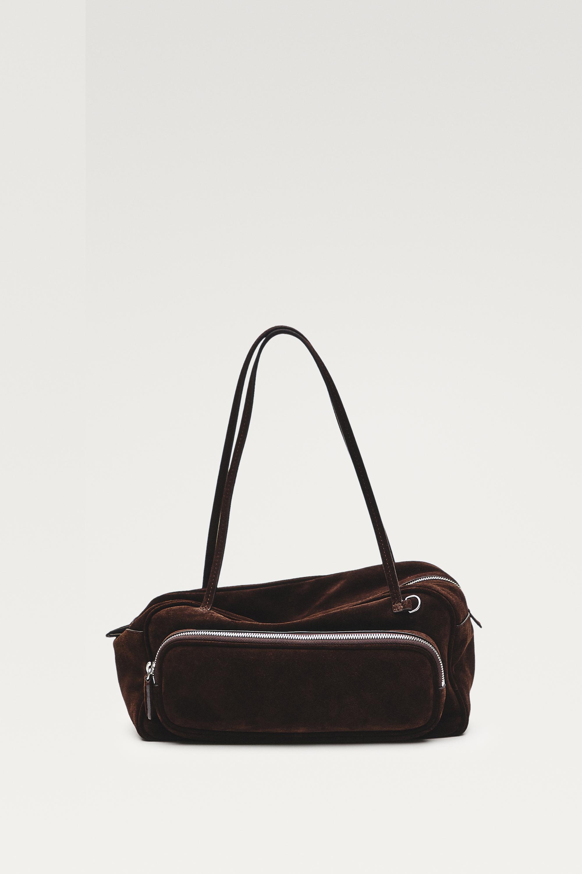 Medium split suede bowling bag
