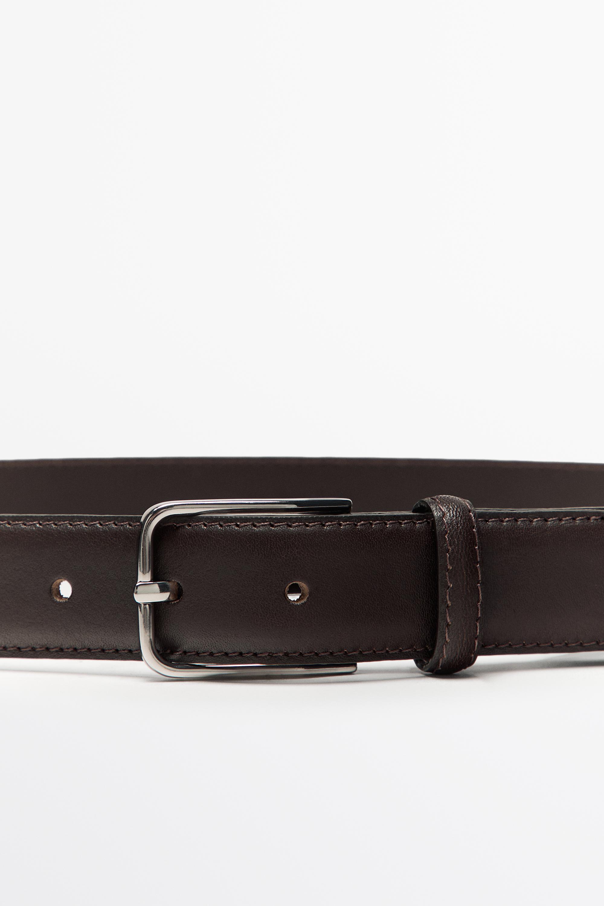Nappa leather belt with double keeper
