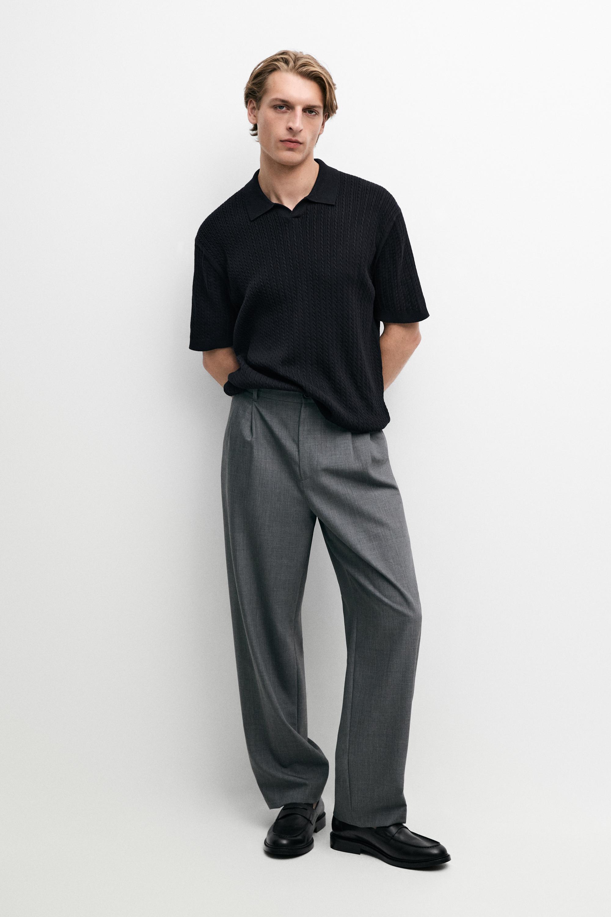 100% cotton cable-knit polo sweater