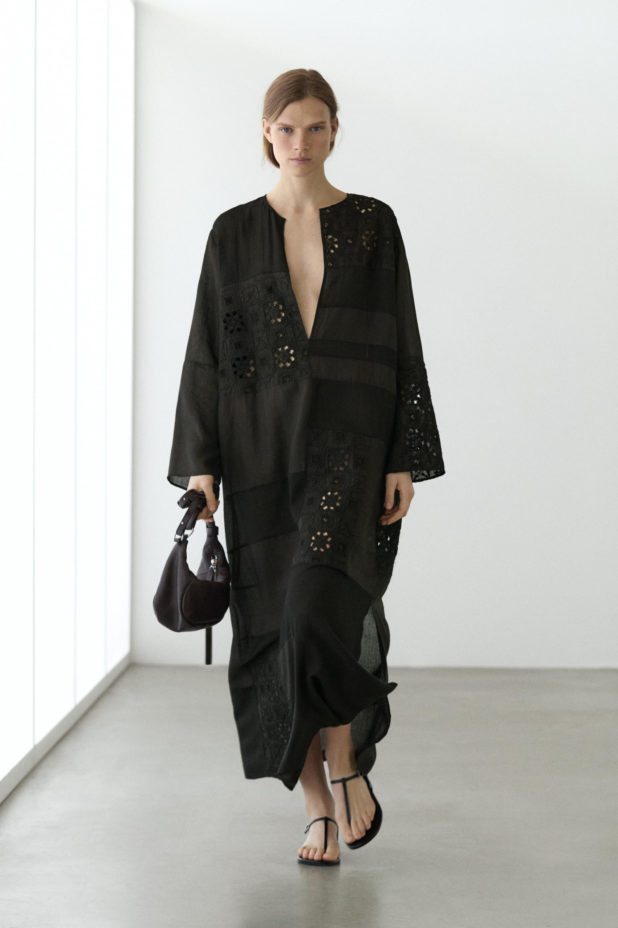 100% Ramie embroidered detail dress