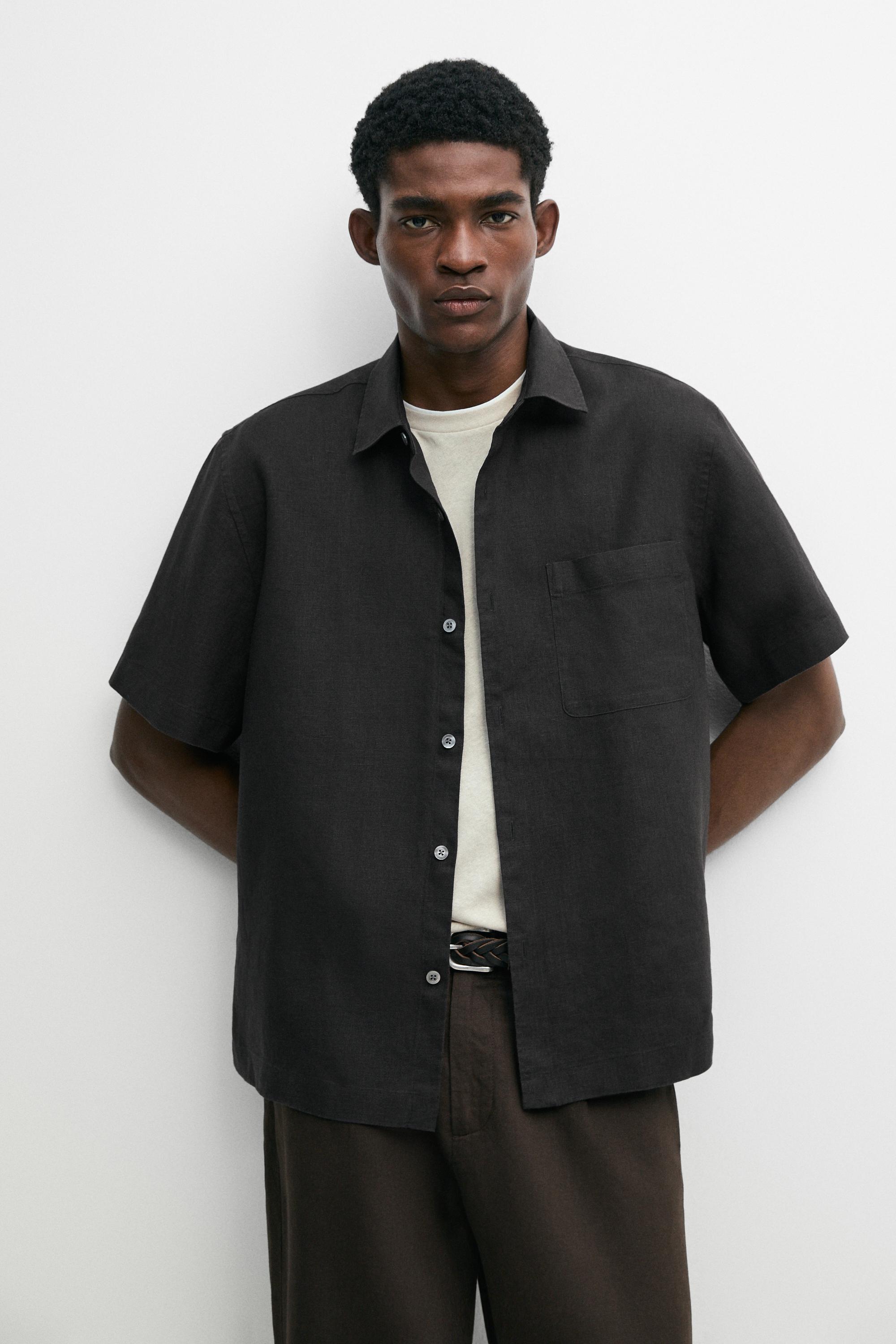 100% linen regular fit short sleeve shirt