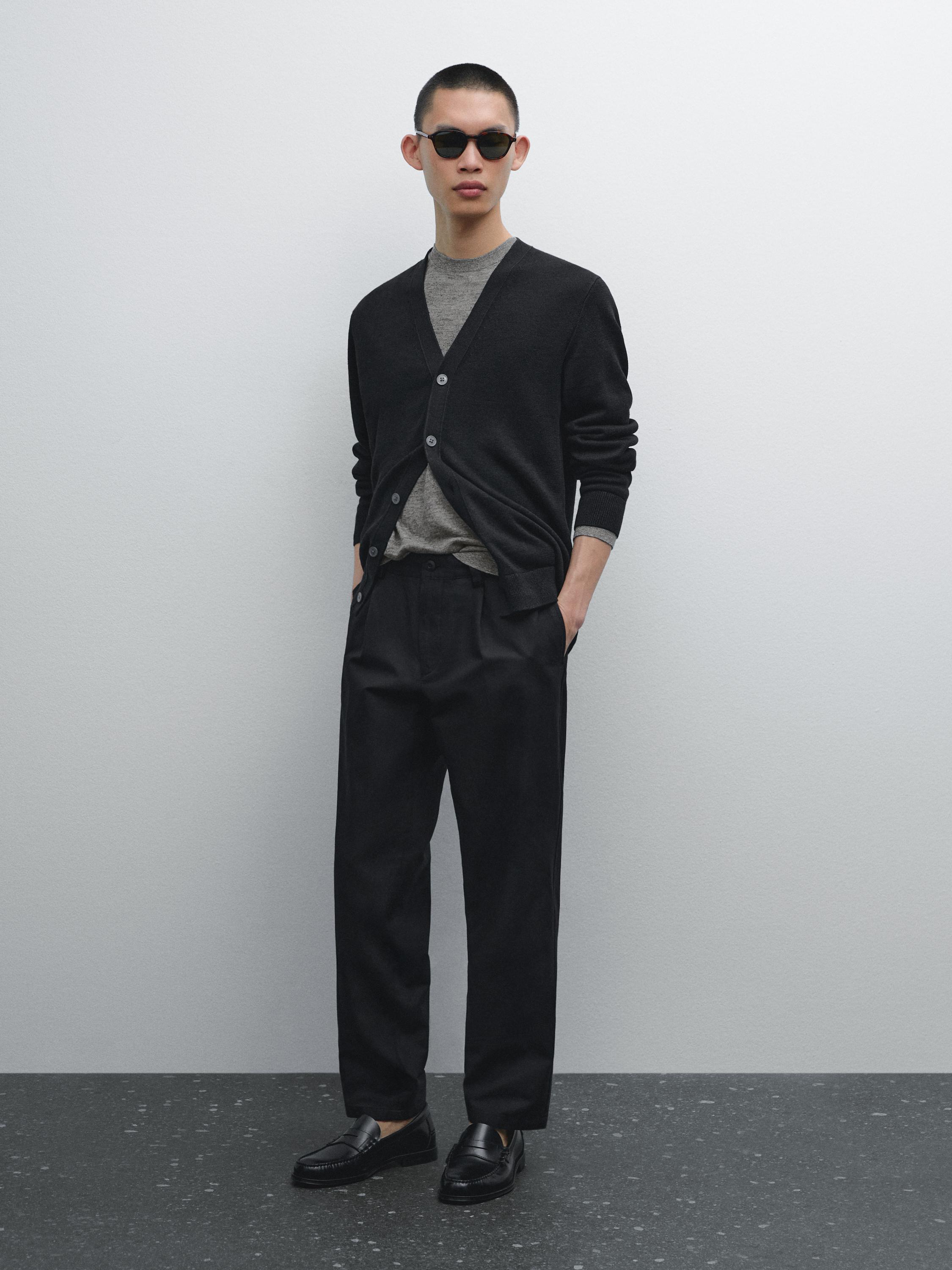 Relaxed fit 休闲版棉混纺长裤