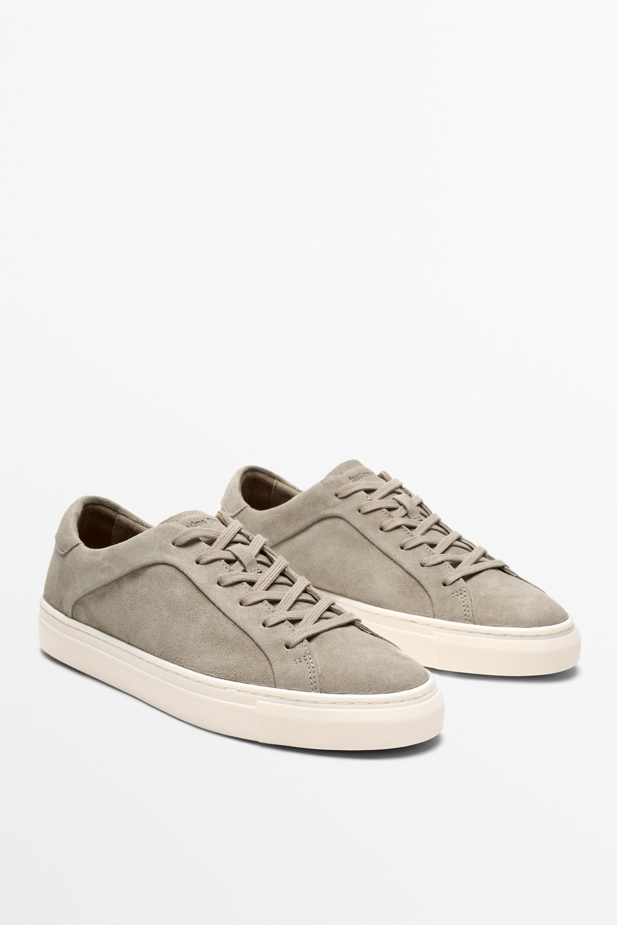 Leather trainers with lug sole