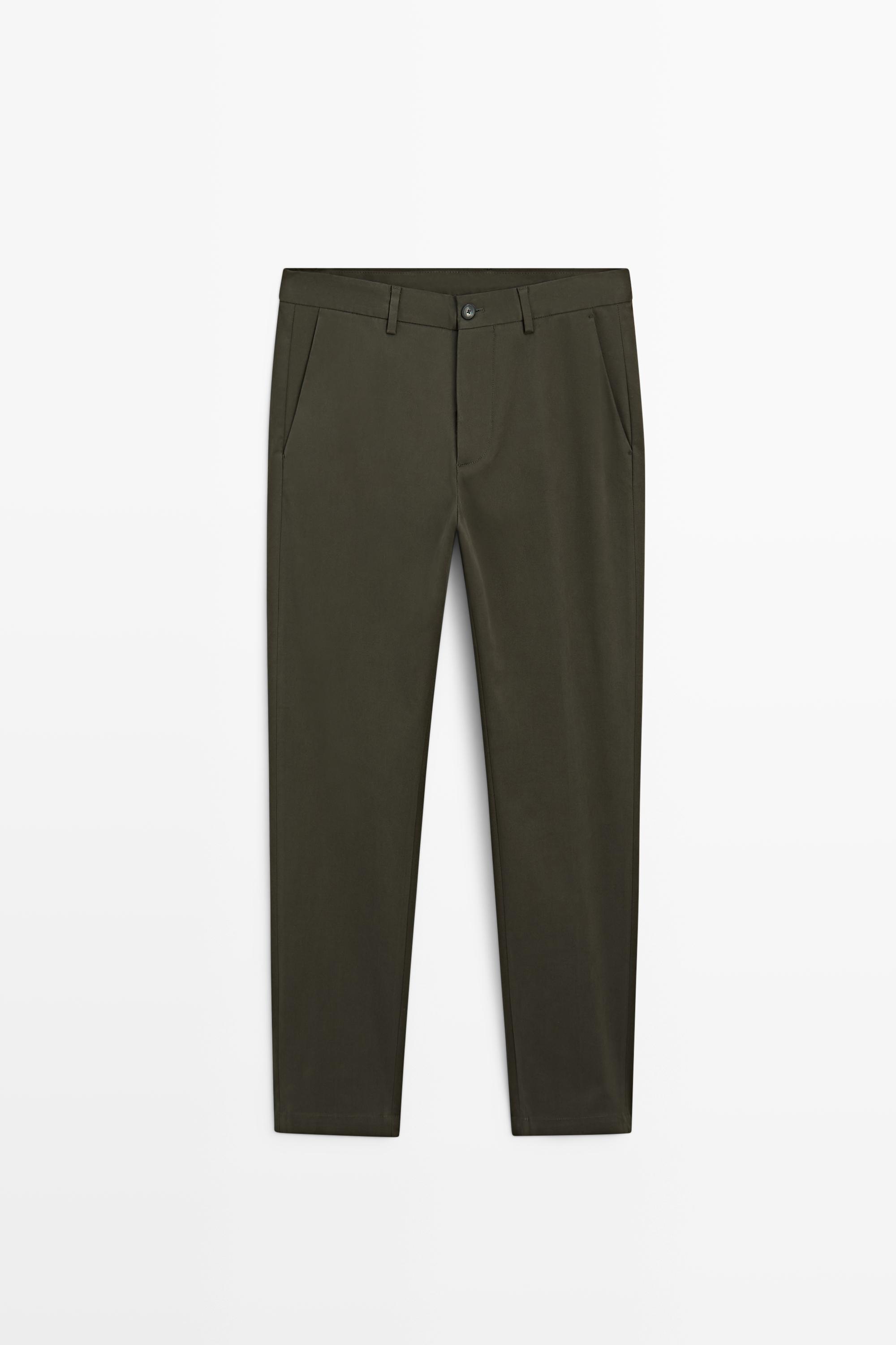Cotton blend slim fit pants