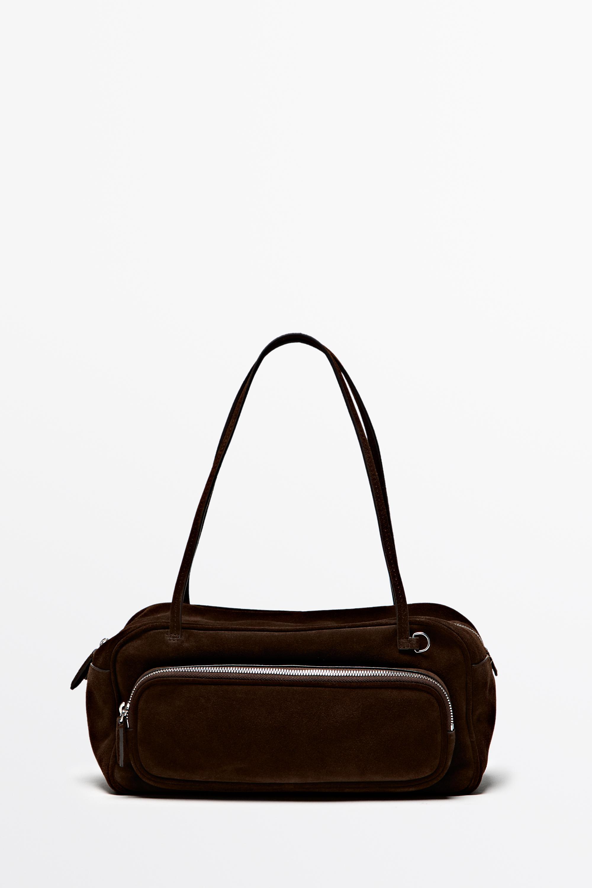 Medium split suede bowling bag