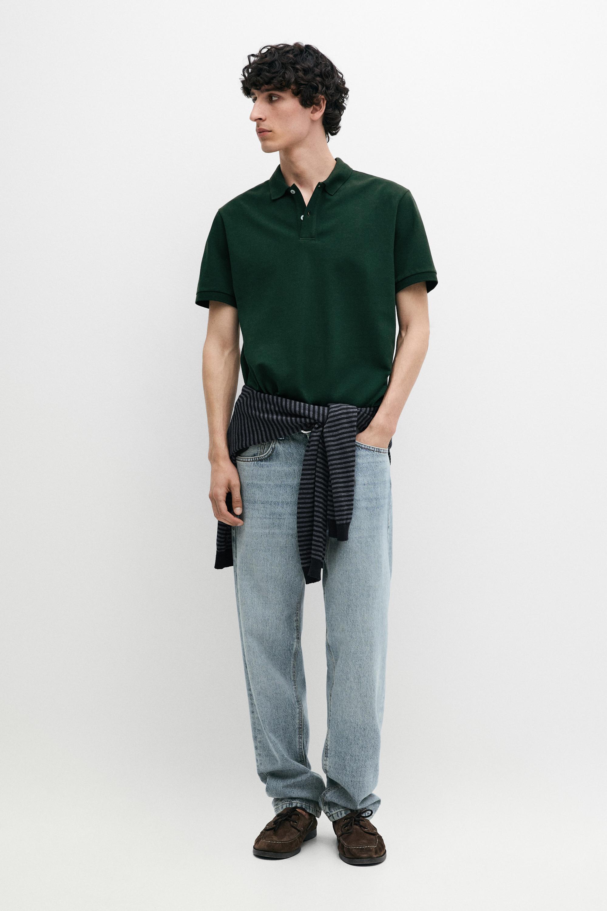 Micro textured cotton piqué polo shirt