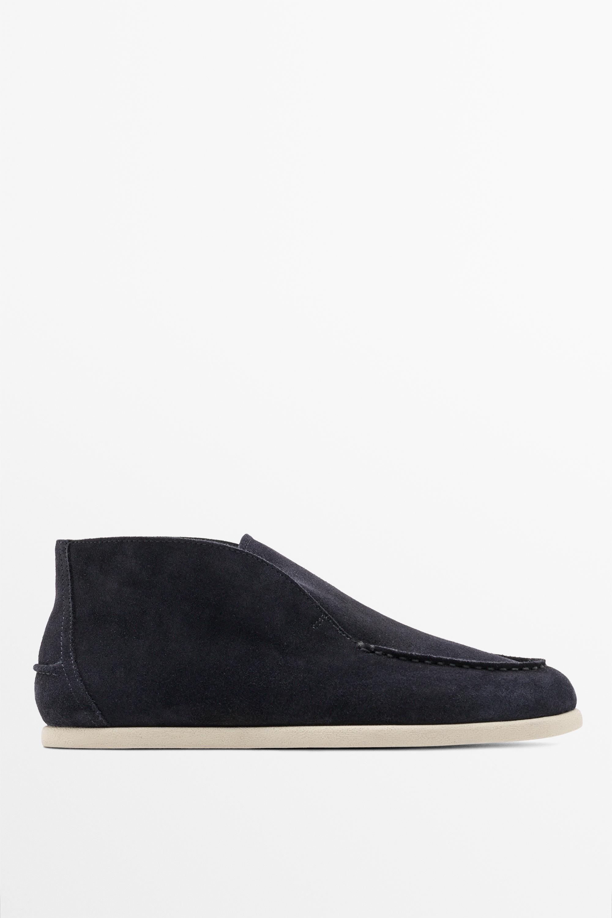 Split suede leather ankle loafer