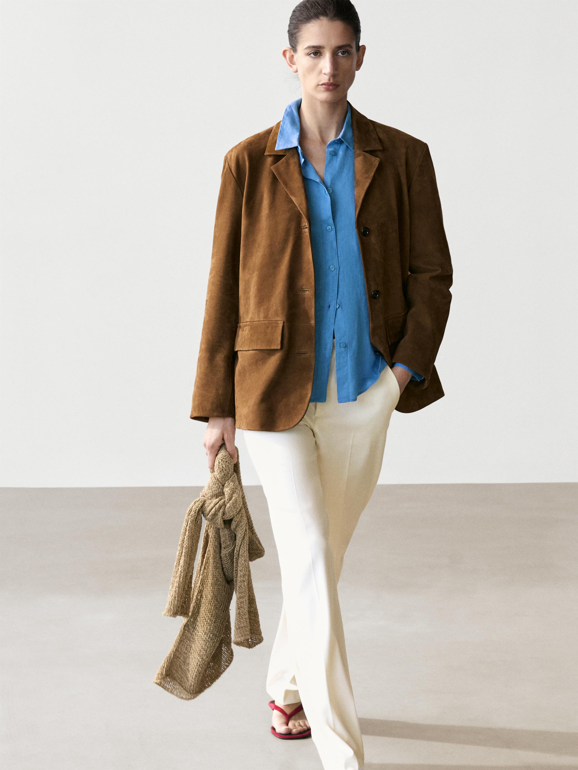 100% Suede lapel blazer