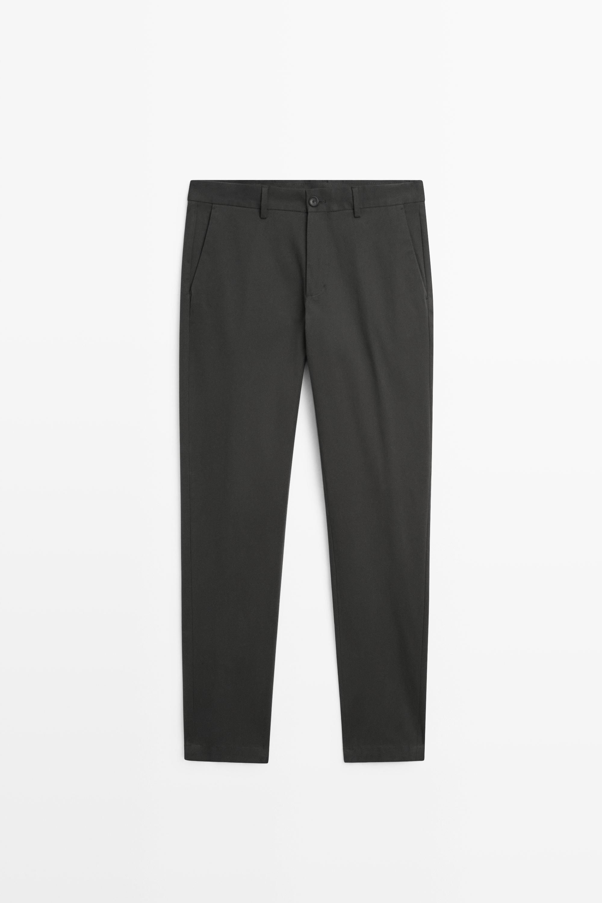 Cotton blend slim fit pants