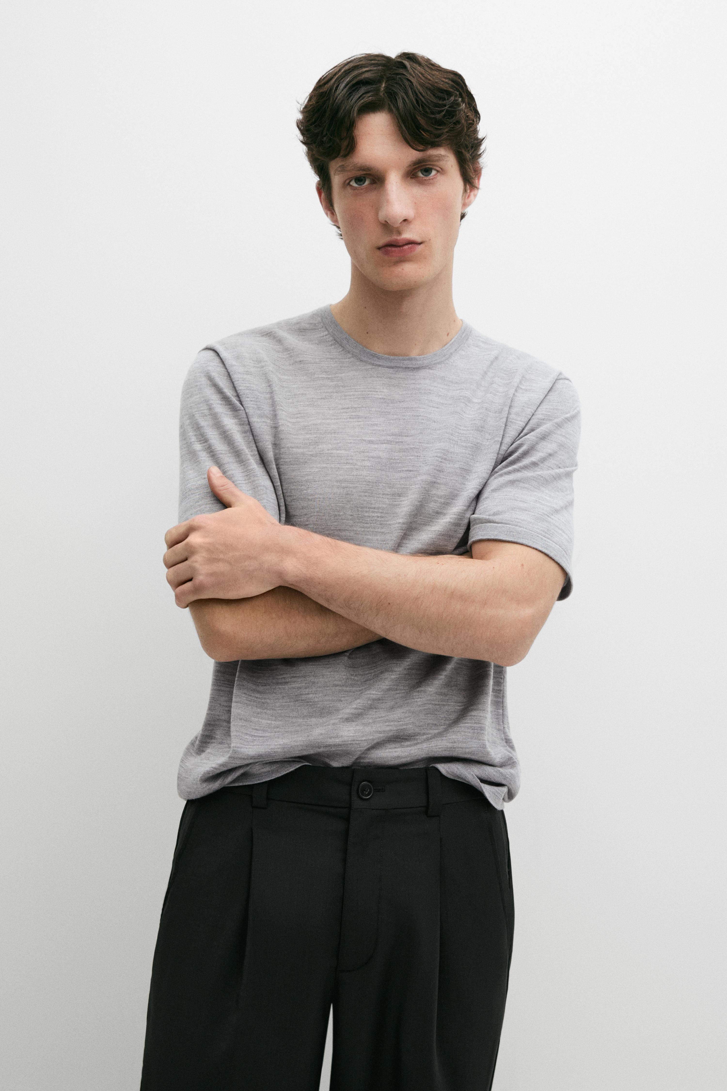 Wool blend knit T-shirt