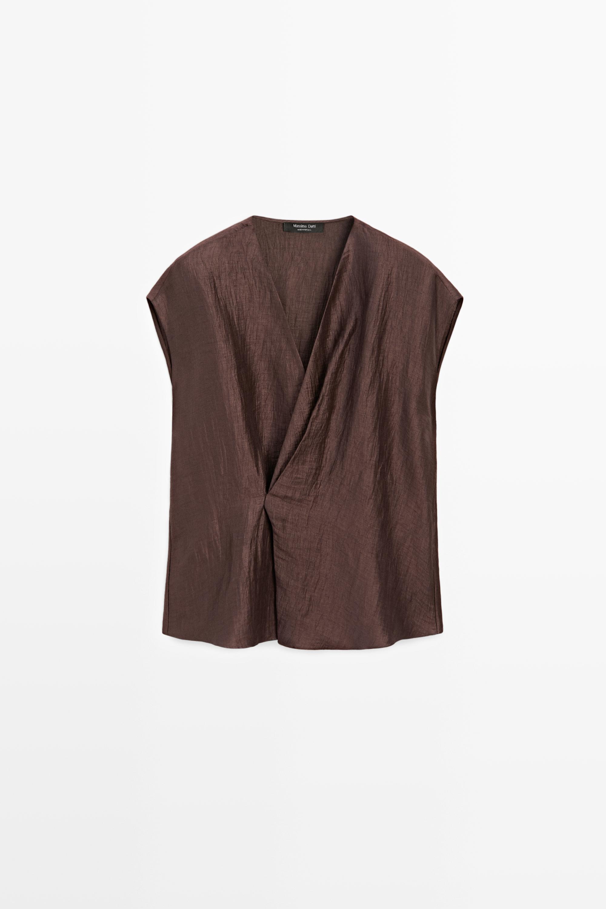 Fluid linen blend crossover kimono
