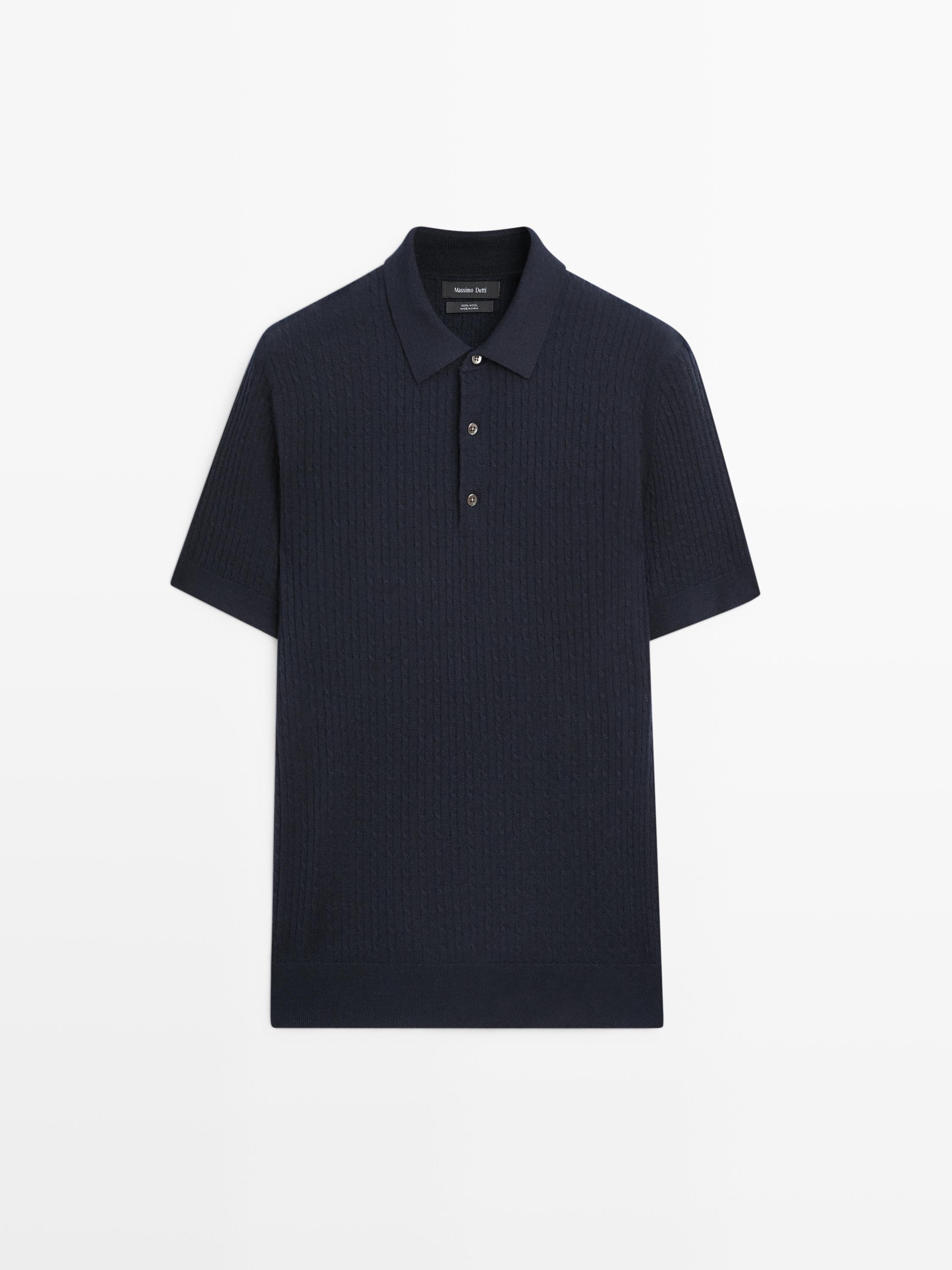 Merino wool knit polo sweater