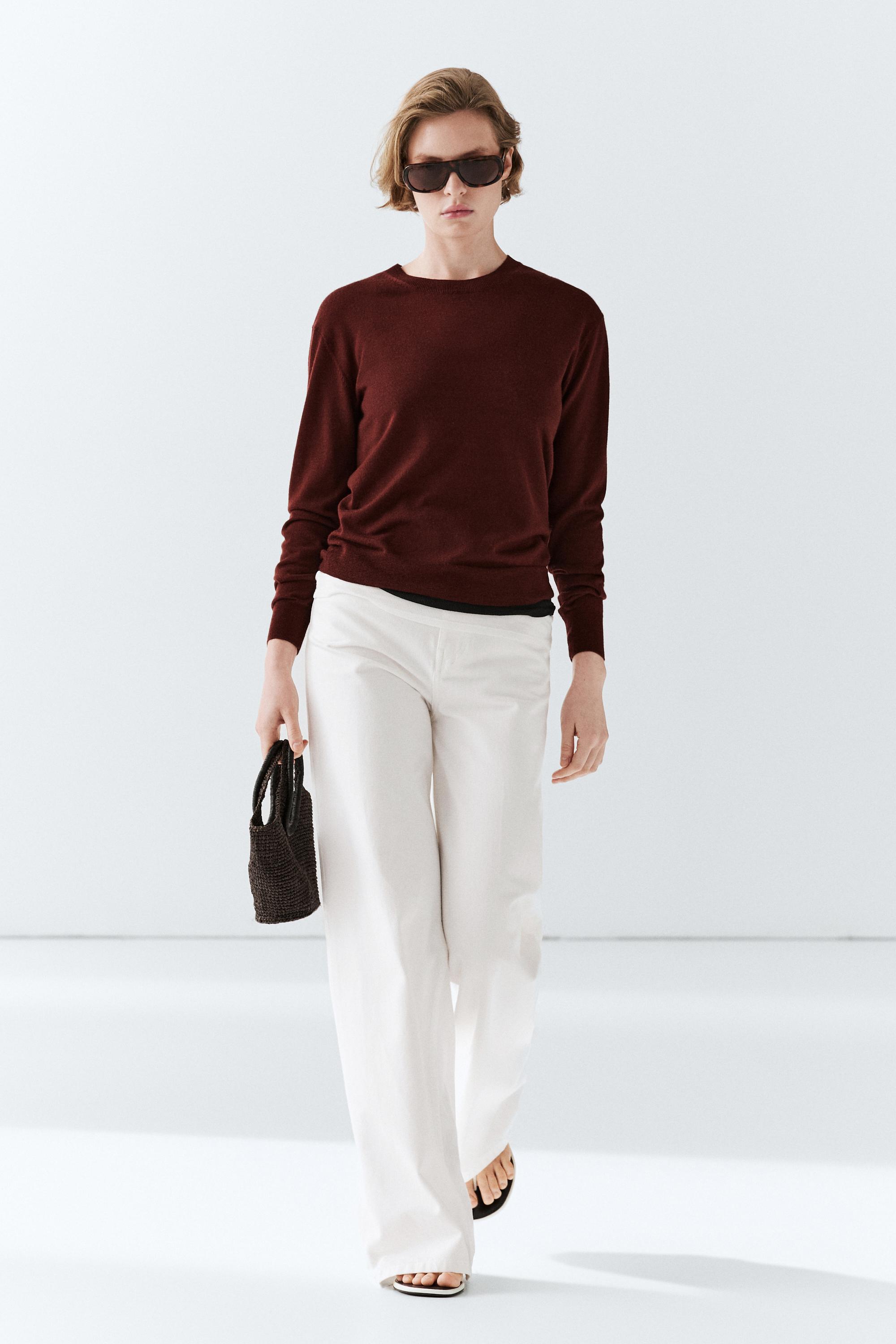100% wool fine knit crew neck sweater