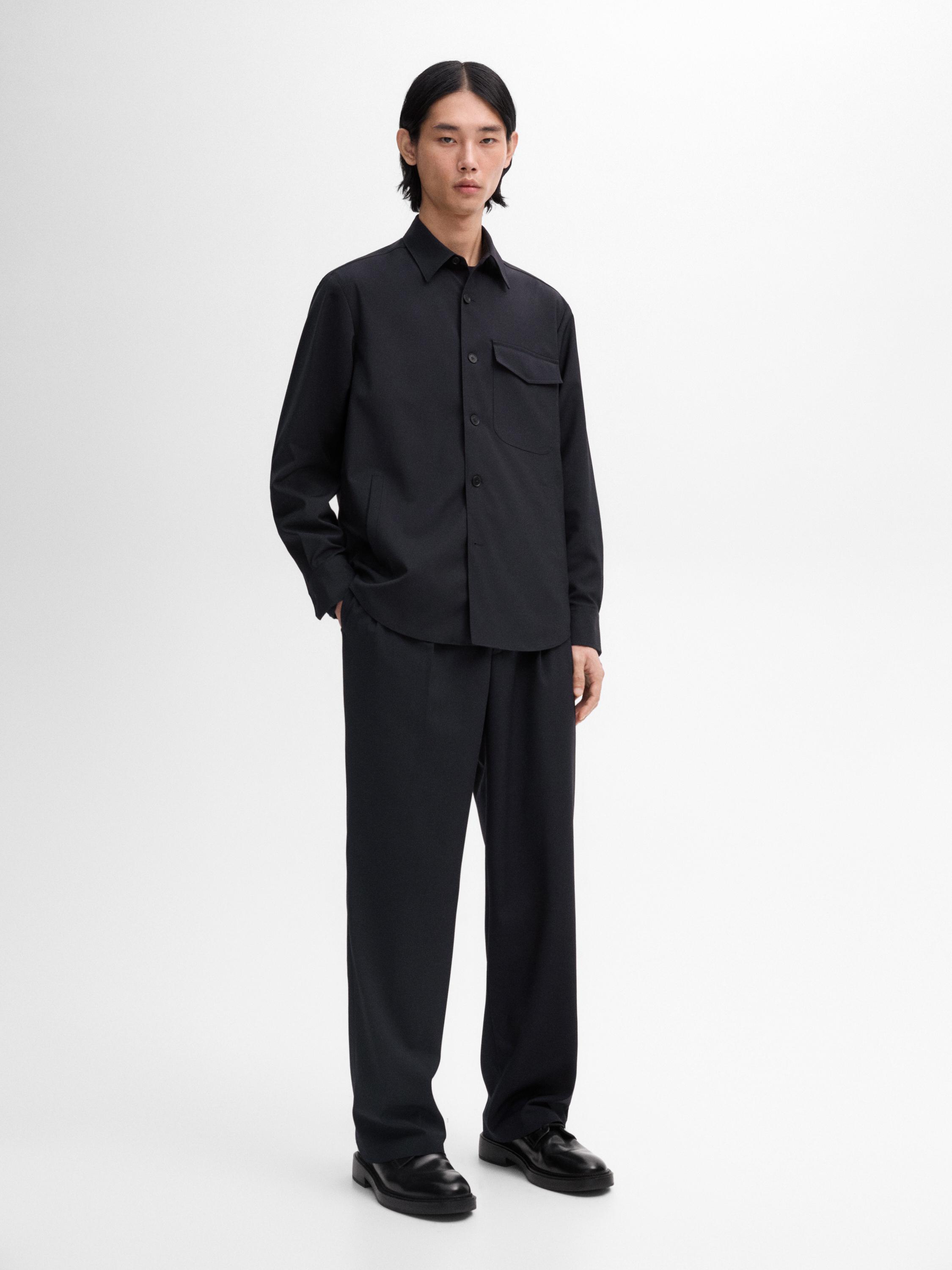 Wool blend darted trousers