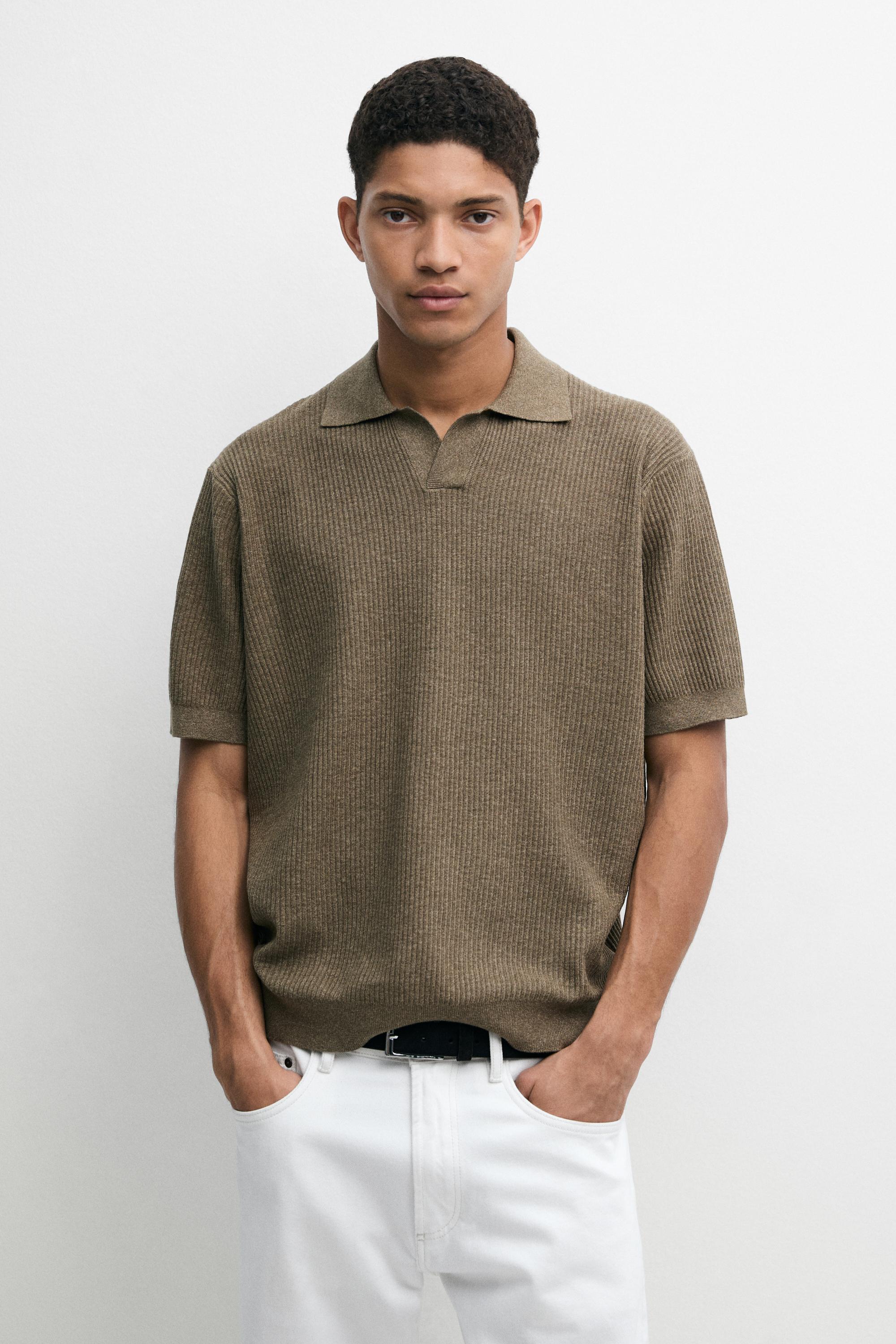 Cotton blend knit polo shirt