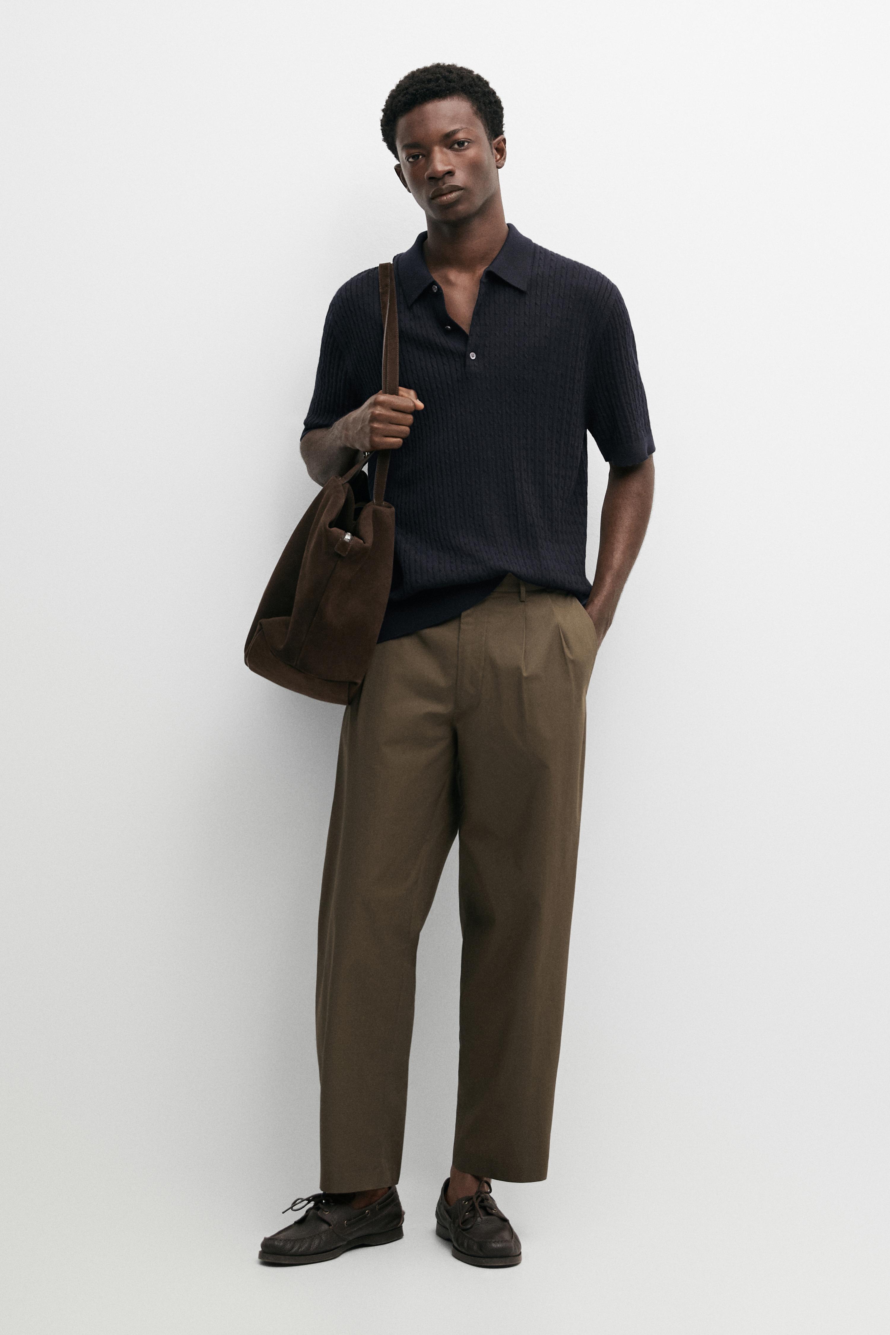 Merino wool knit polo sweater