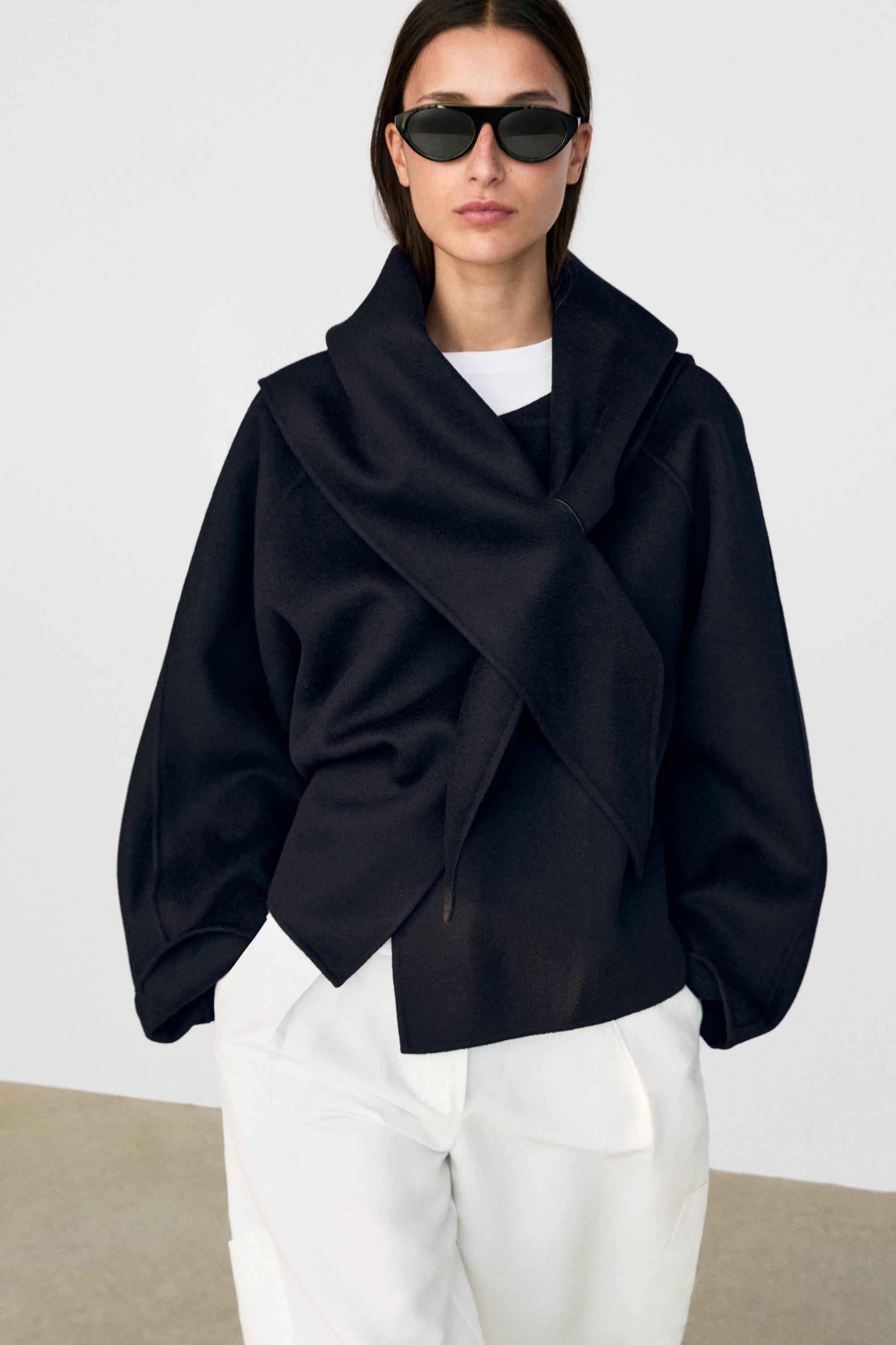 Short coat with scarf detail
