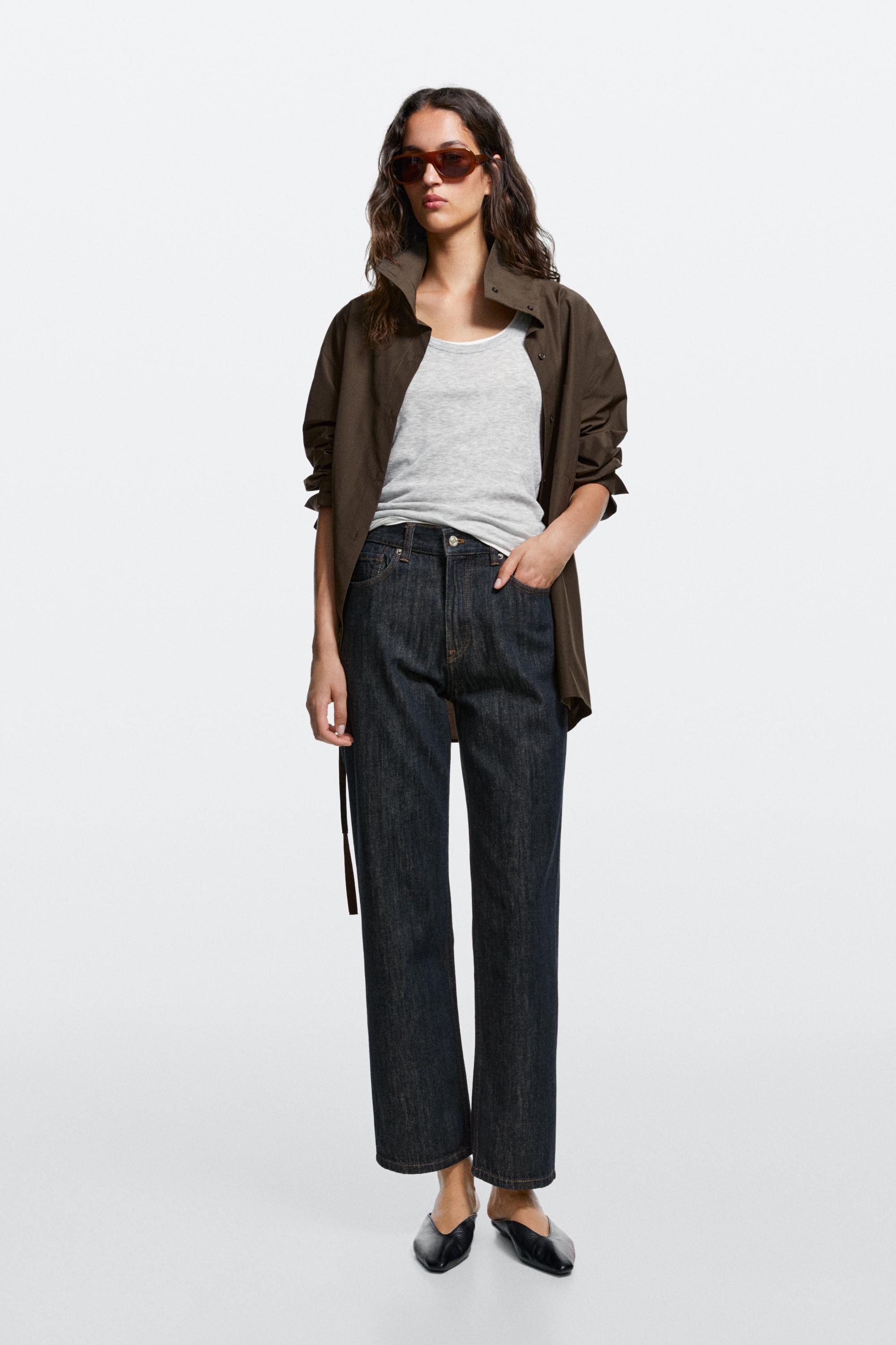High-waist straight-leg jeans