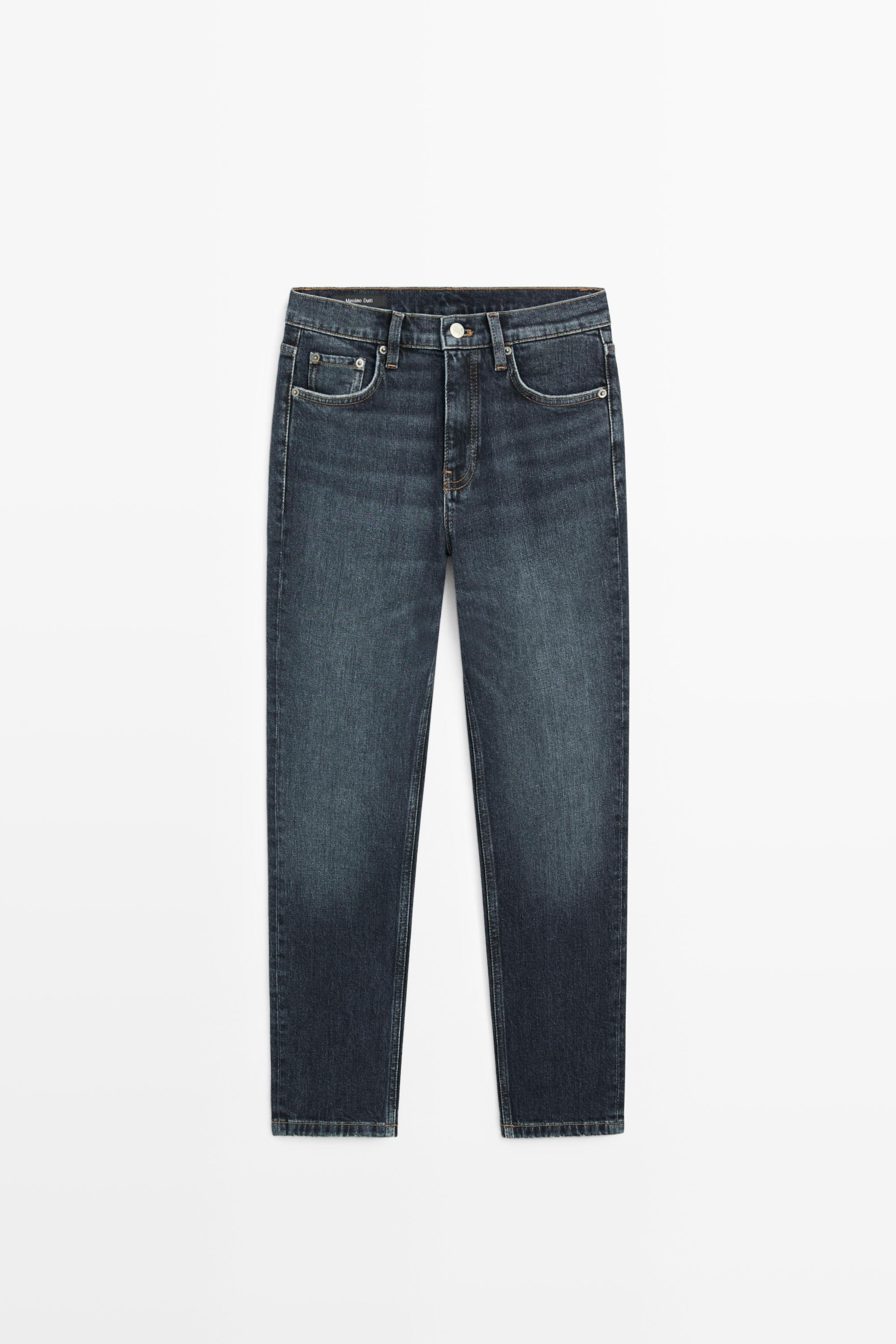 Mid-waist slim fit cropped jeans