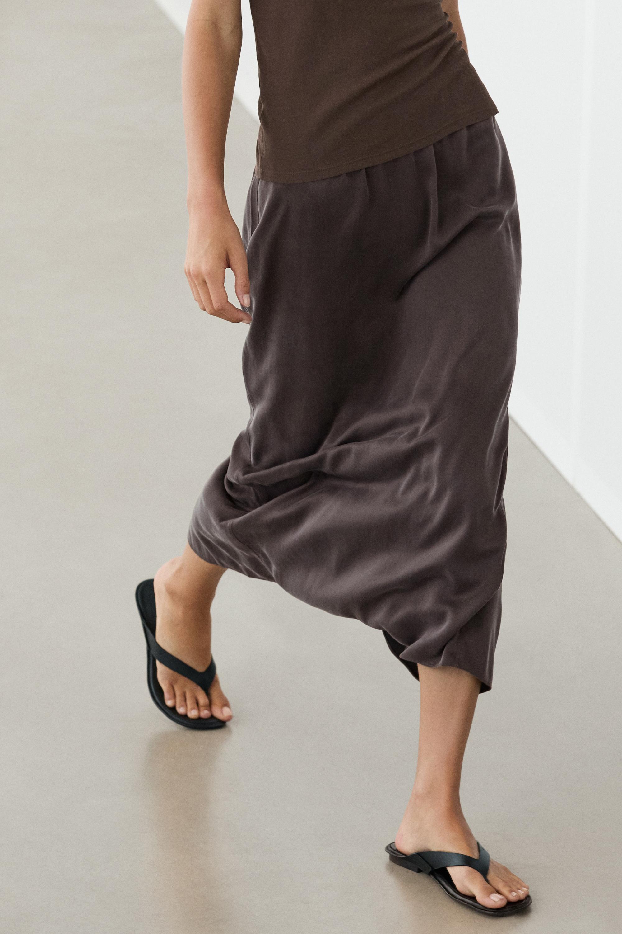 100% silk straight midi skirt