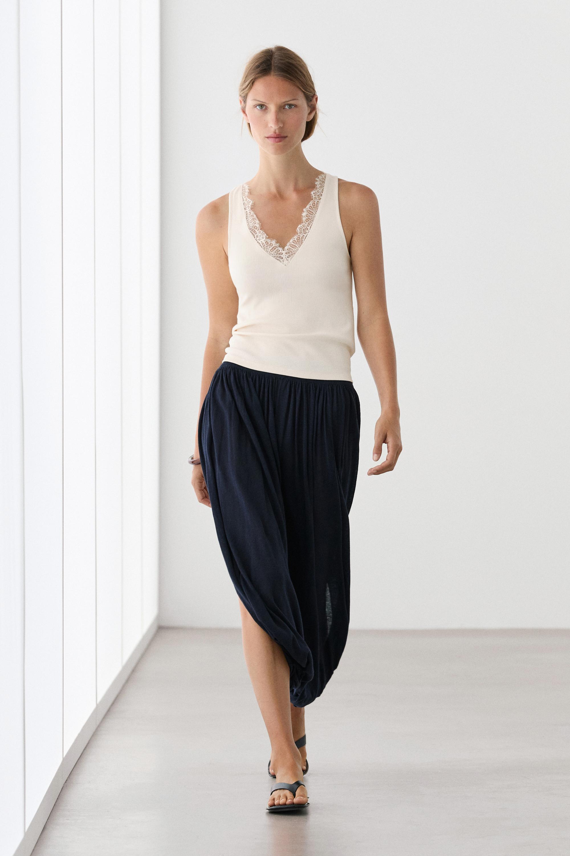 V-neck top with lace detail