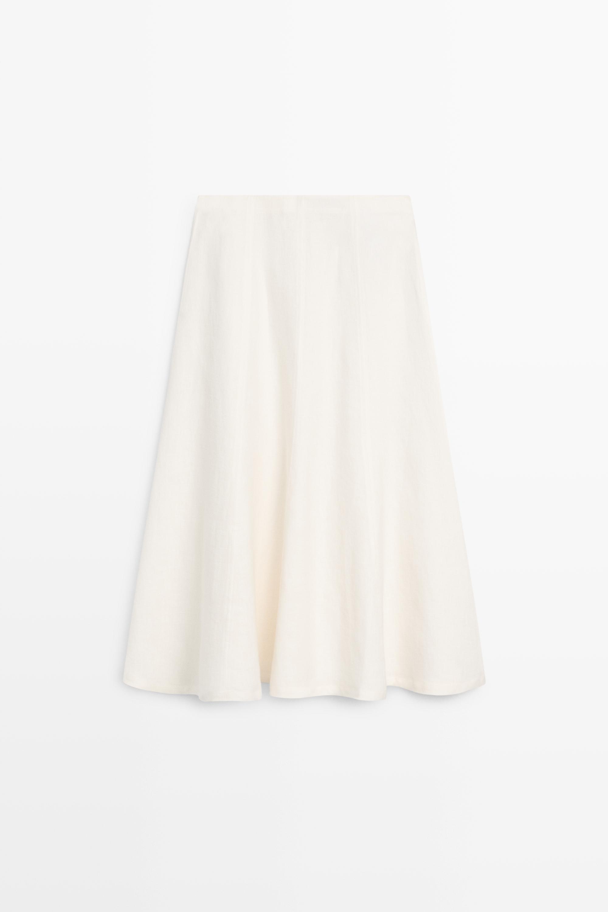Flowing 100% linen midi skirt