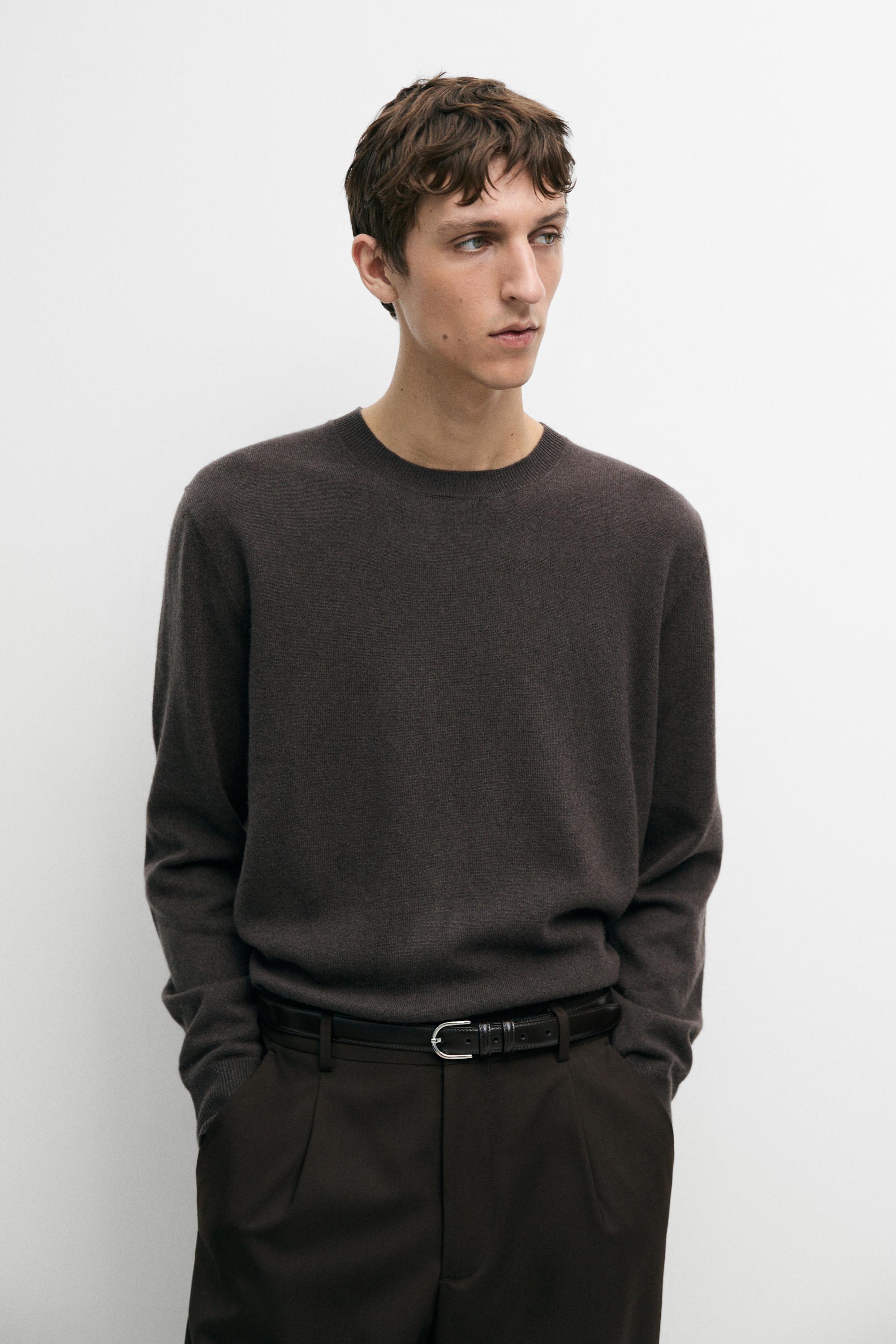 Wool blend round neck knit sweater