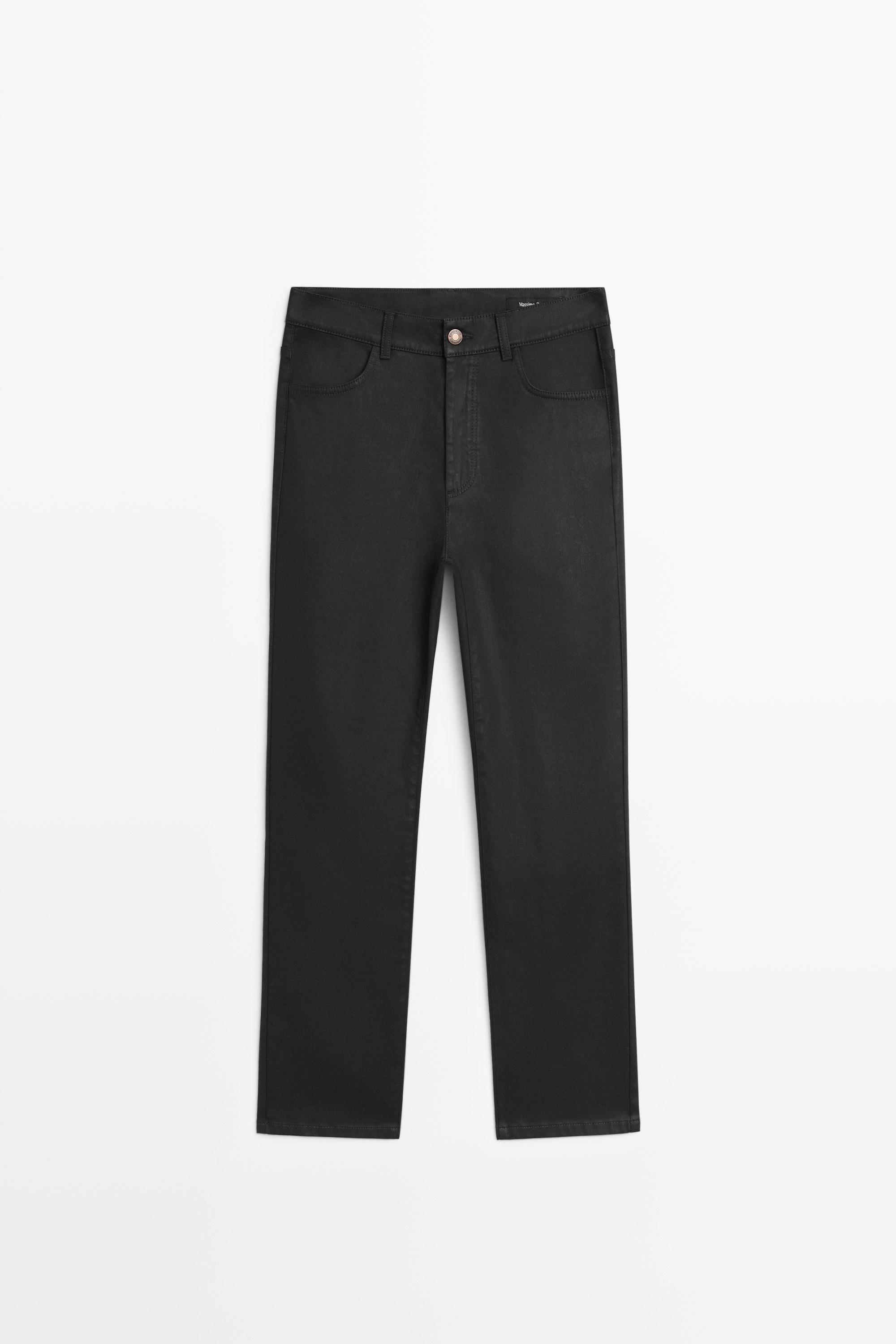 Waxed straight-leg pants