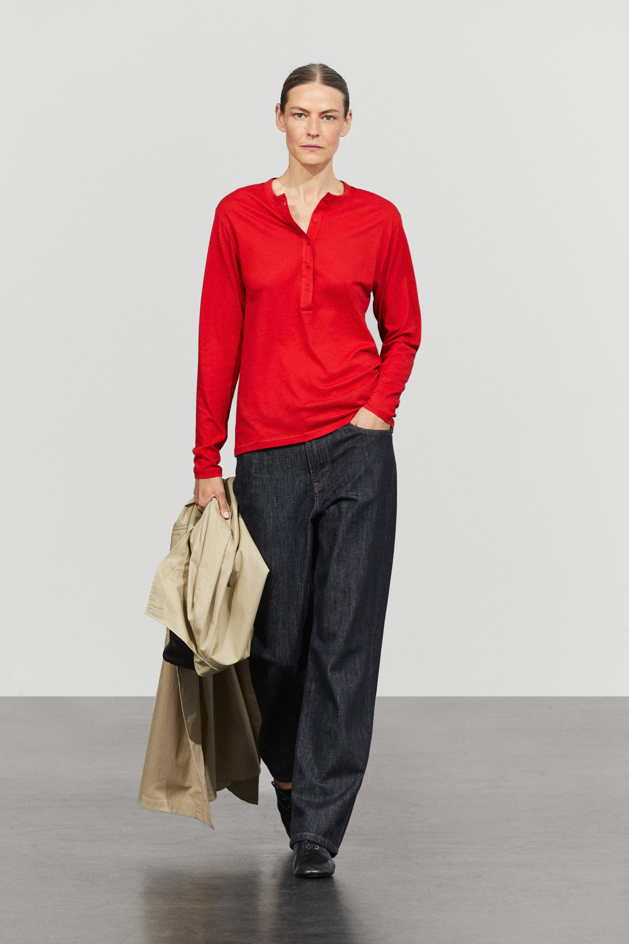 Long sleeve henley T-shirt
