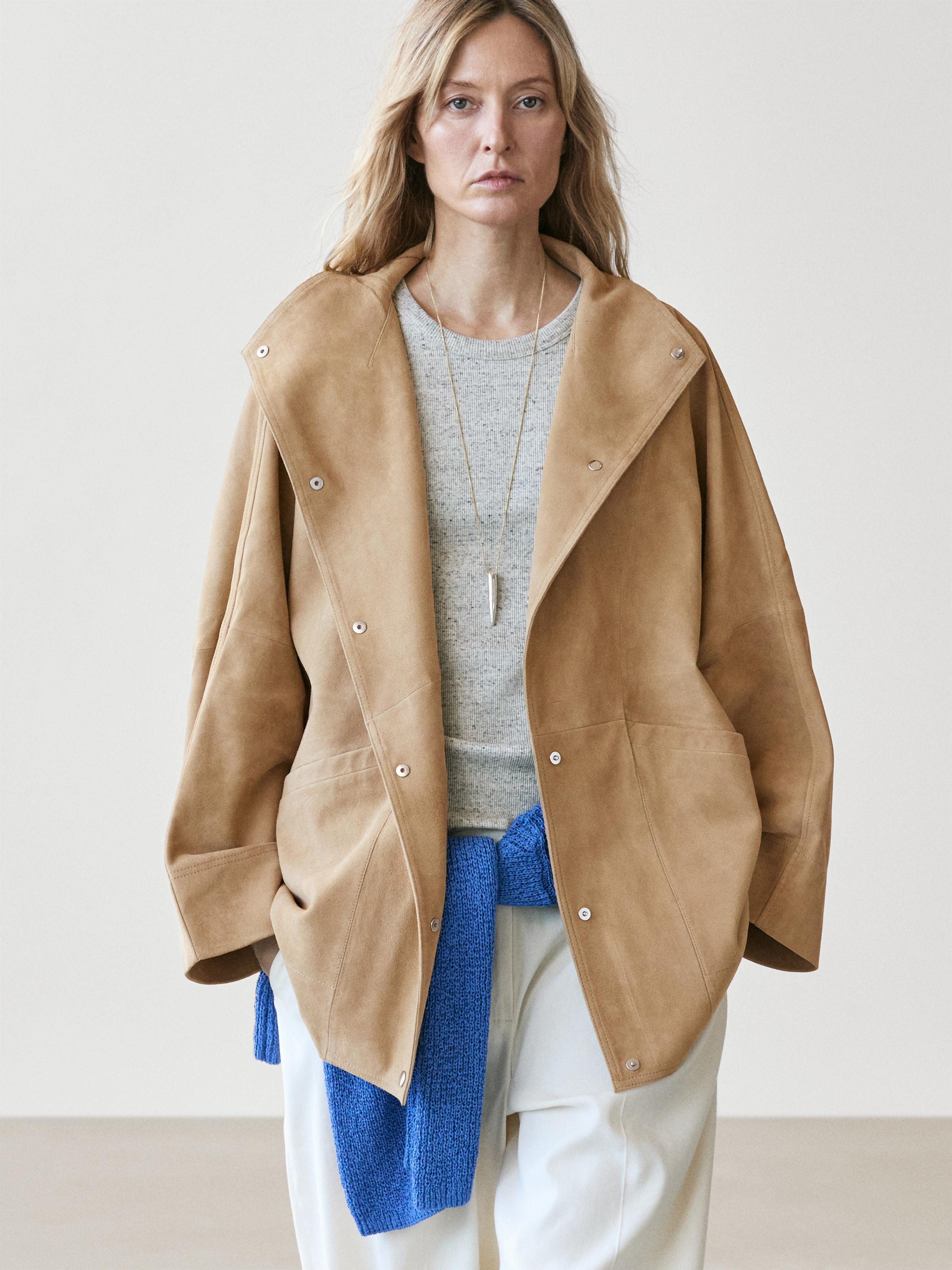 Oversize suede leather jacket