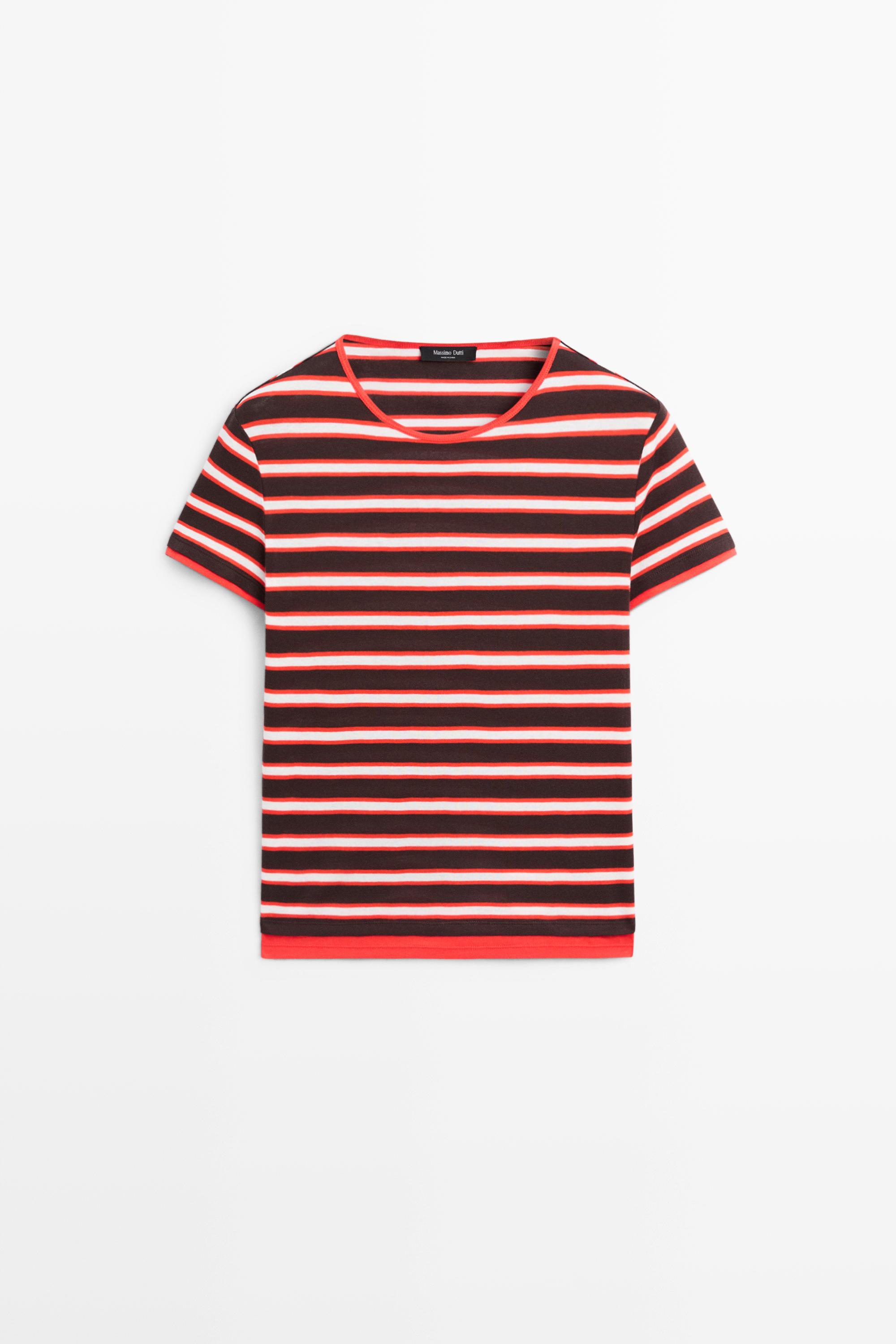 100% cotton short sleeve striped T-shirt