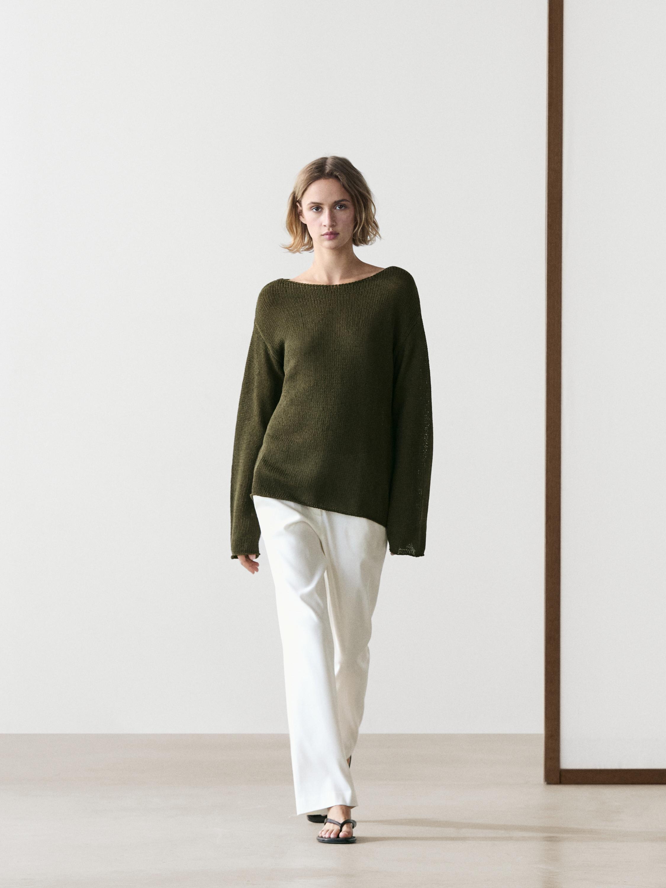 Cotton blend cutwork sweater