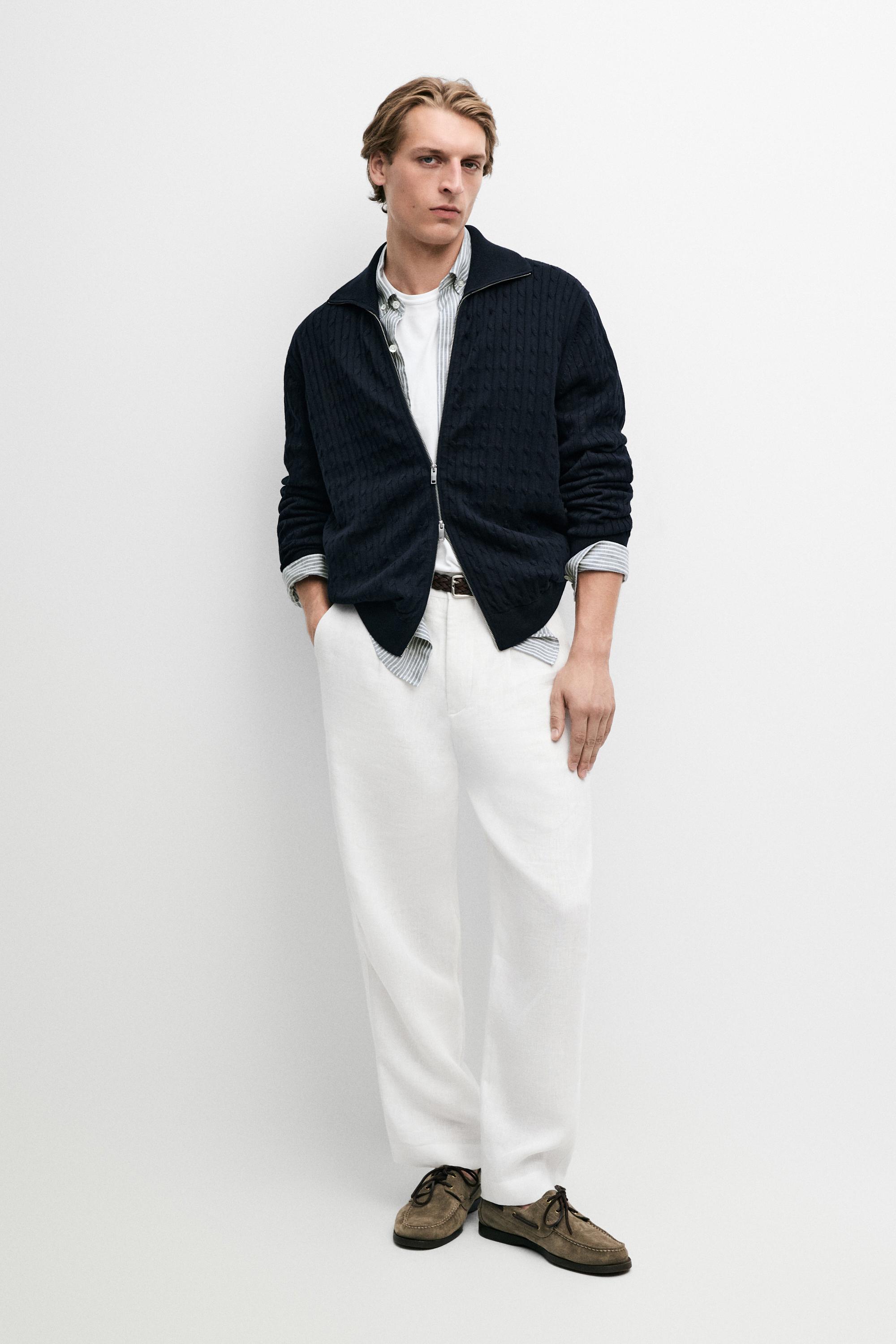 100% cotton braided knit cardigan