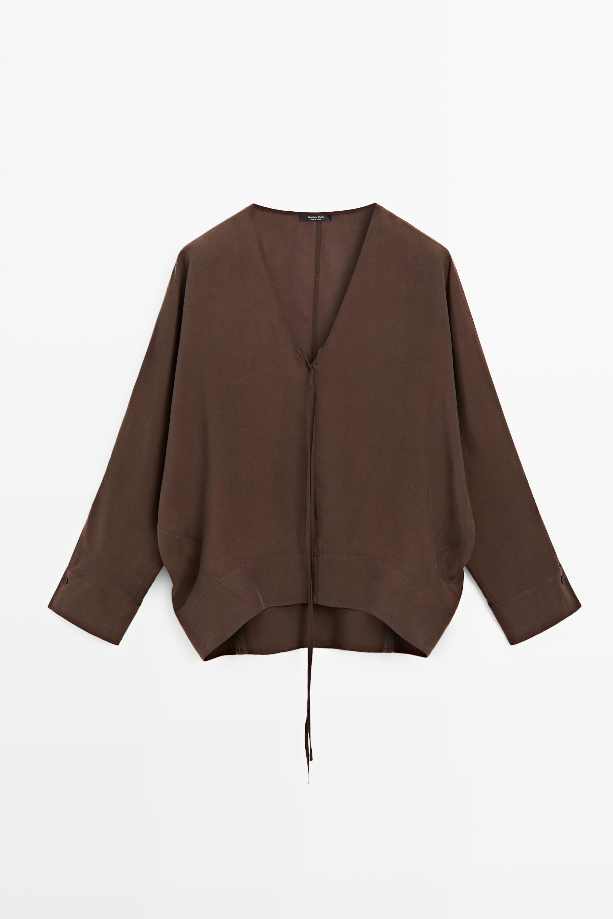Fluid V-neck tie-front blouse