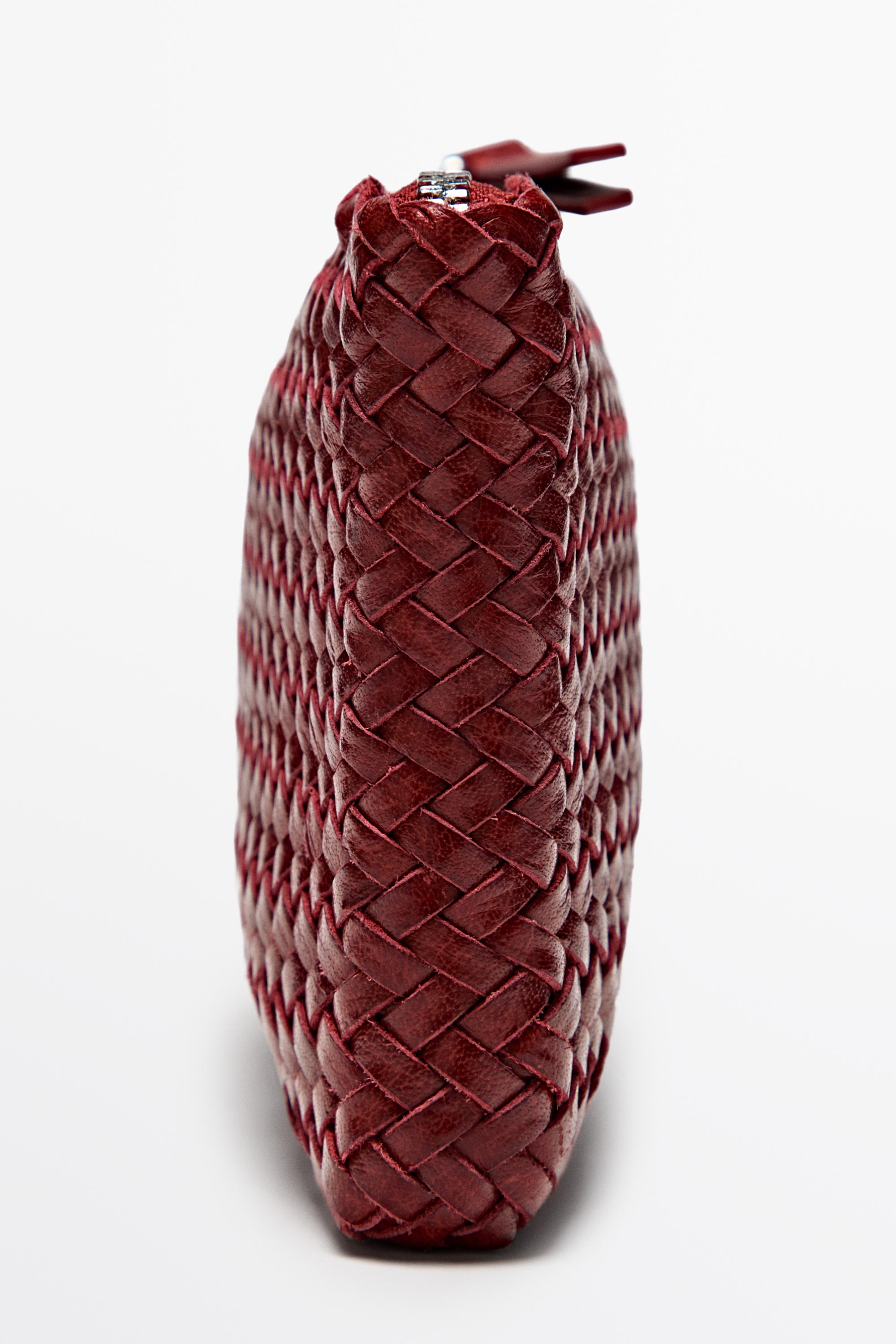 Braided nappa leather pouch bag