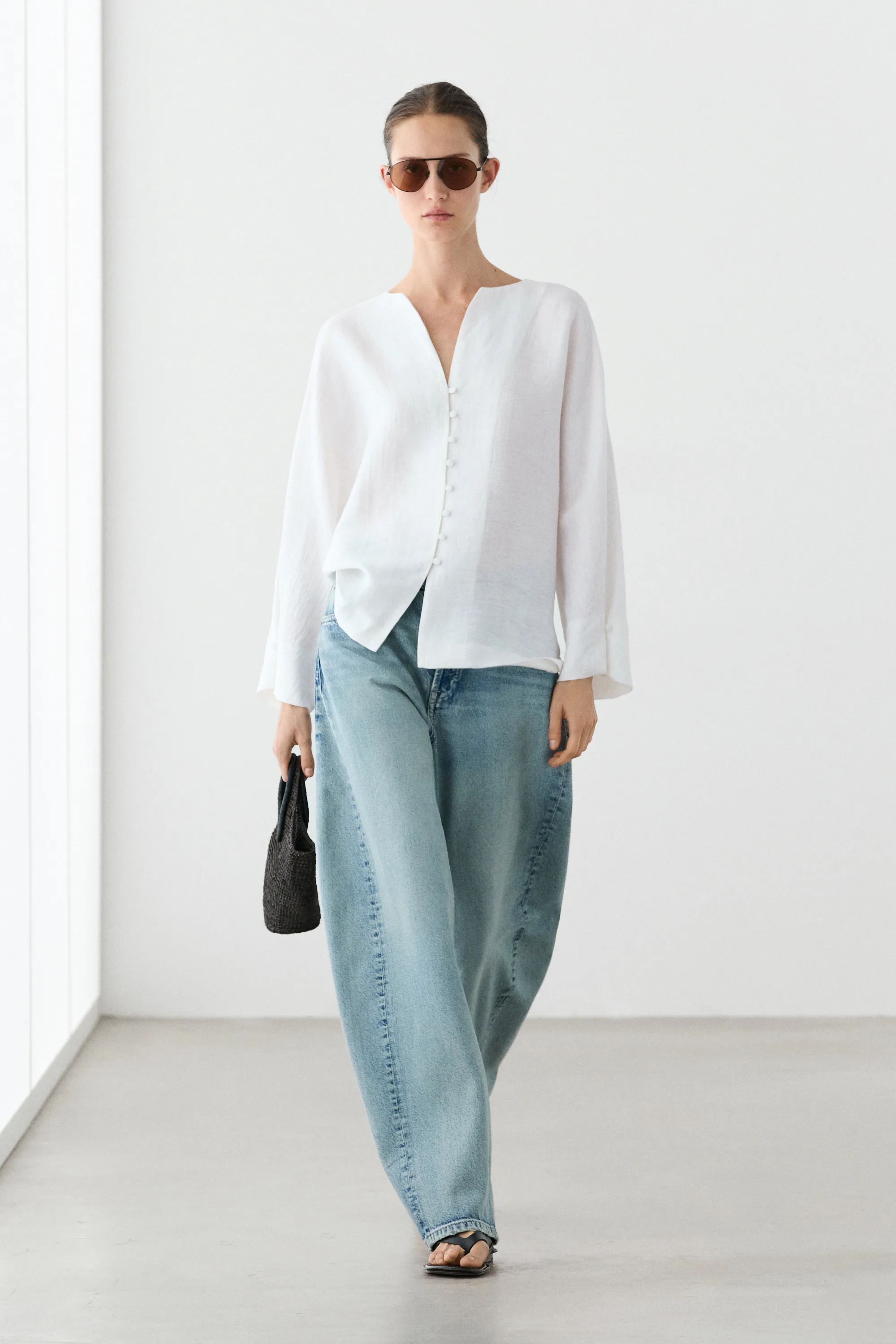 Linen blend overshirt with buttons